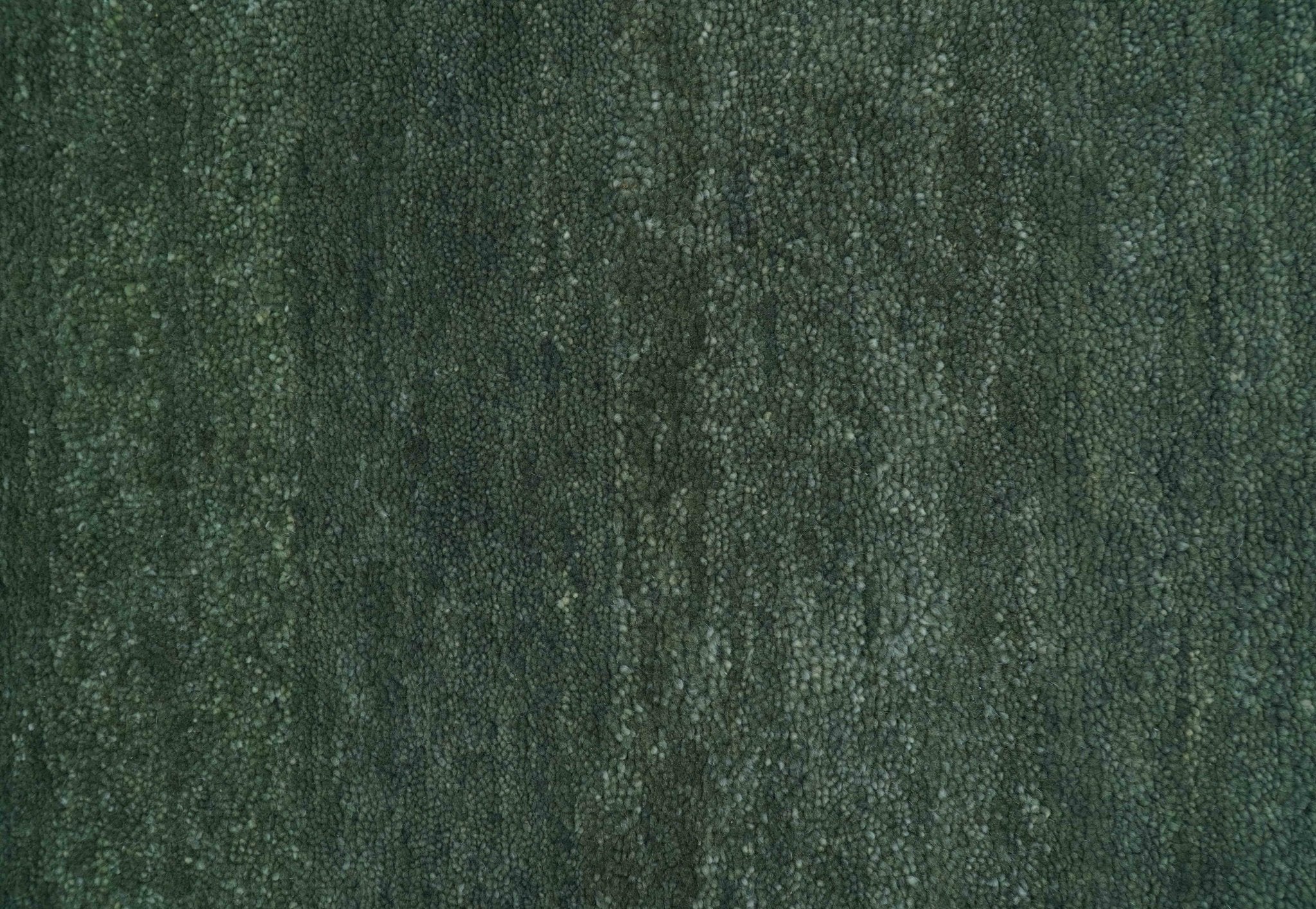 Custom Made Modern Solid Green Hand Tufted Wool Area Rug - Image 4