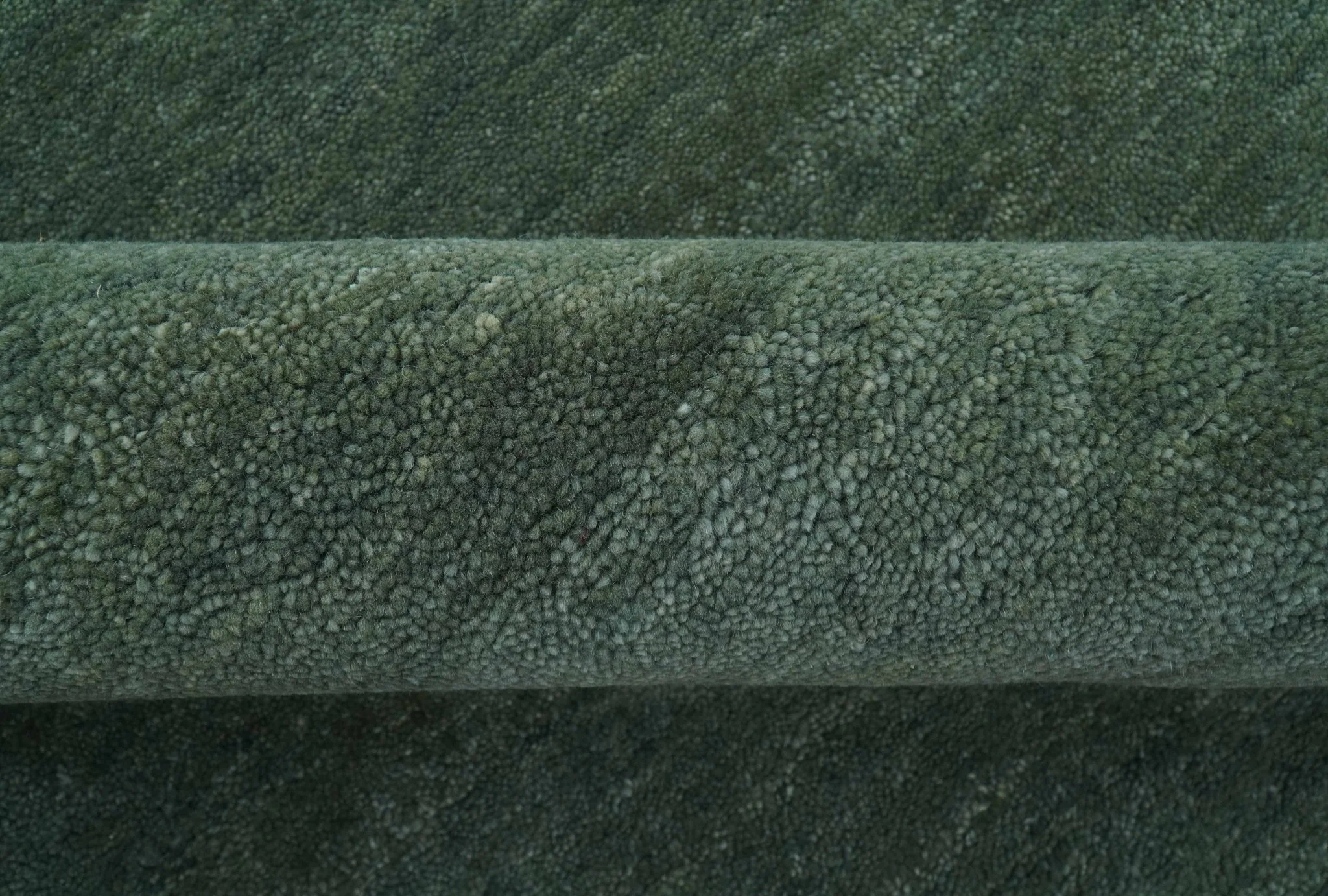 Custom Made Modern Solid Green Hand Tufted Wool Area Rug - Image 5