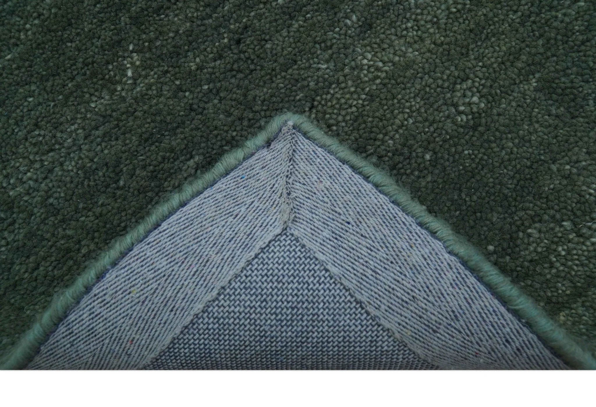 Custom Made Modern Solid Green Hand Tufted Wool Area Rug - Image 6