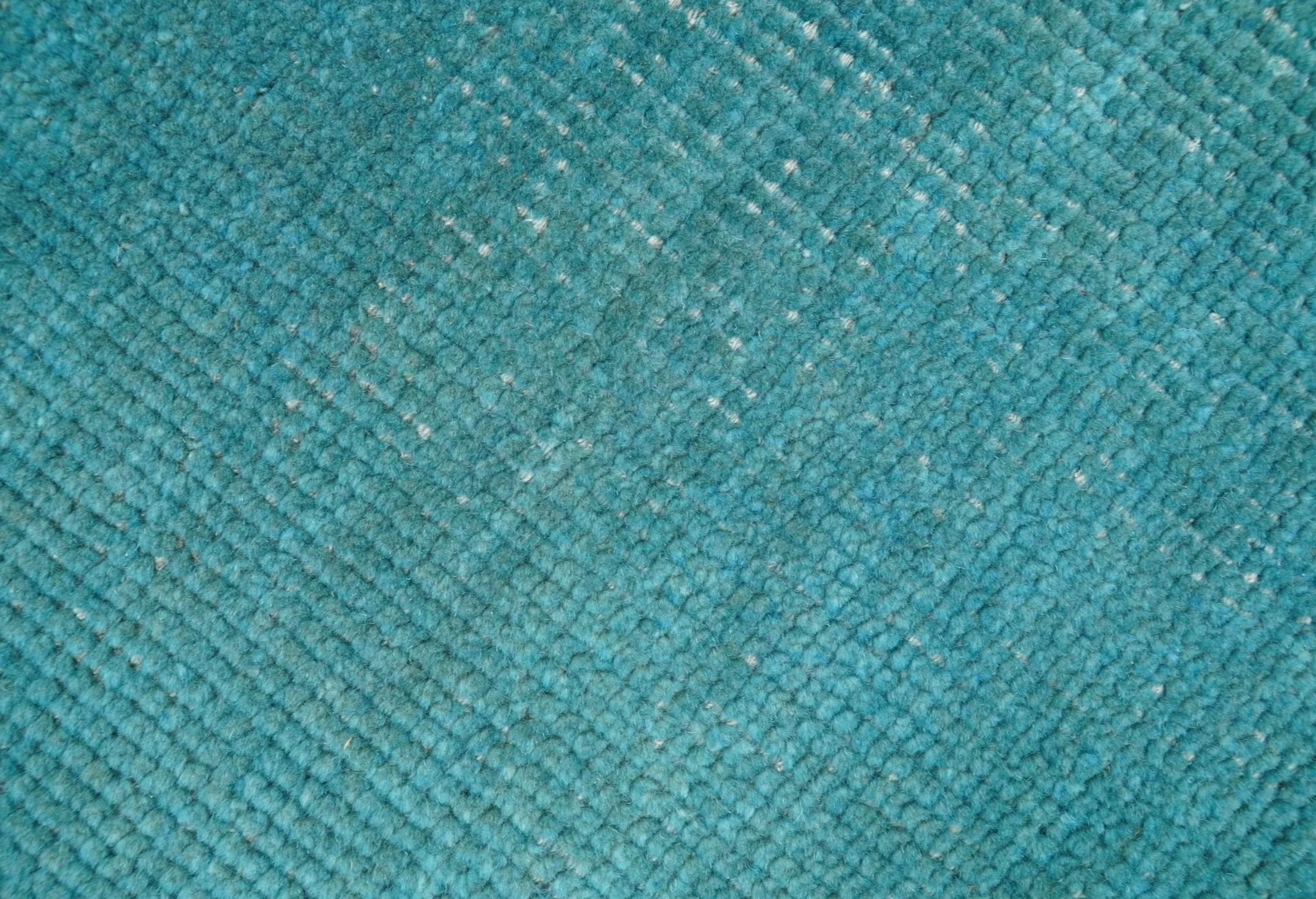 Custom Made Modern Solid Overdyed Blue Hand Knotted Wool Area Rug - Image 3