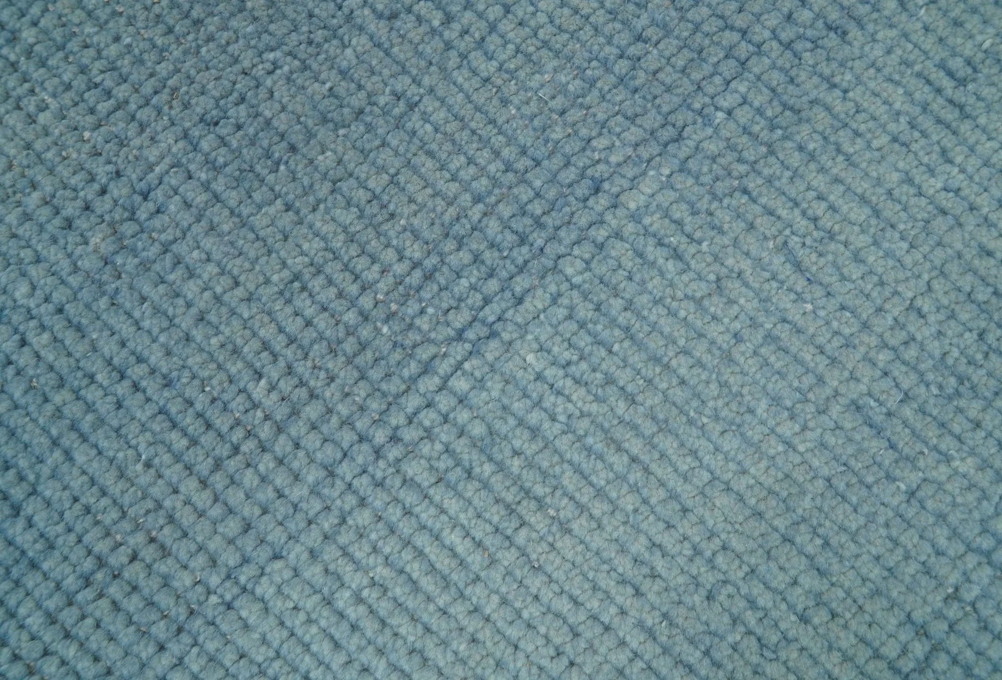 Custom Made Modern Solid Overdyed Light Blue Hand Knotted Wool Area Rug - Image 4