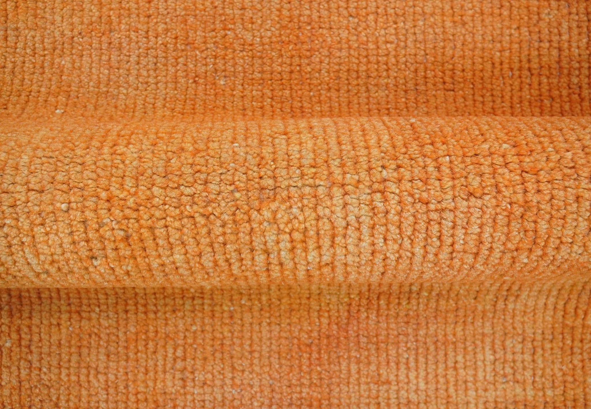 Custom Made Modern Solid Overdyed Orange Hand Knotted Wool Area Rug - Image 7