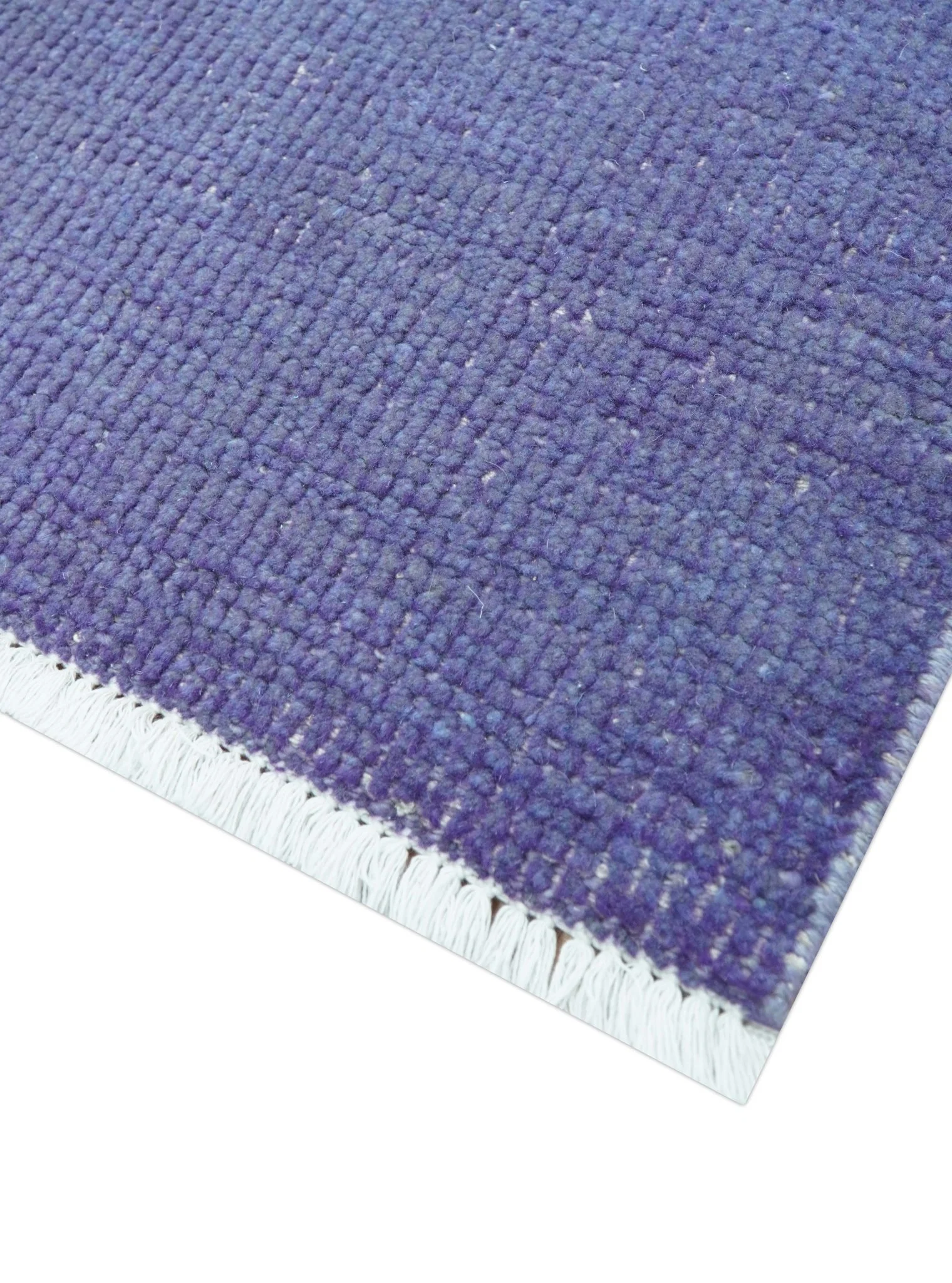 Custom Made Modern Solid Overdyed Blue Hand Knotted Wool Area Rug - Image 5