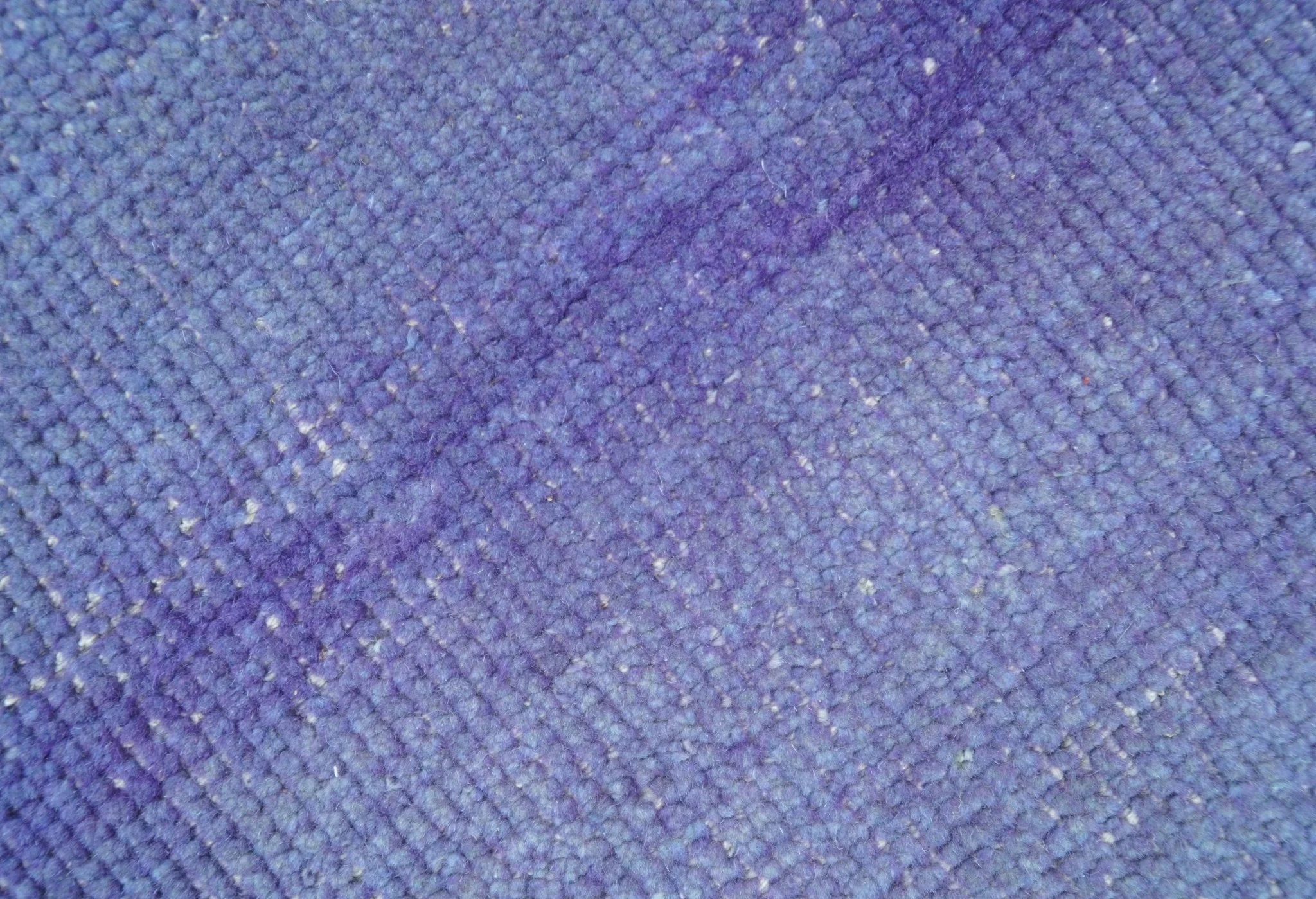 Custom Made Modern Solid Overdyed Blue Hand Knotted Wool Area Rug - Image 7