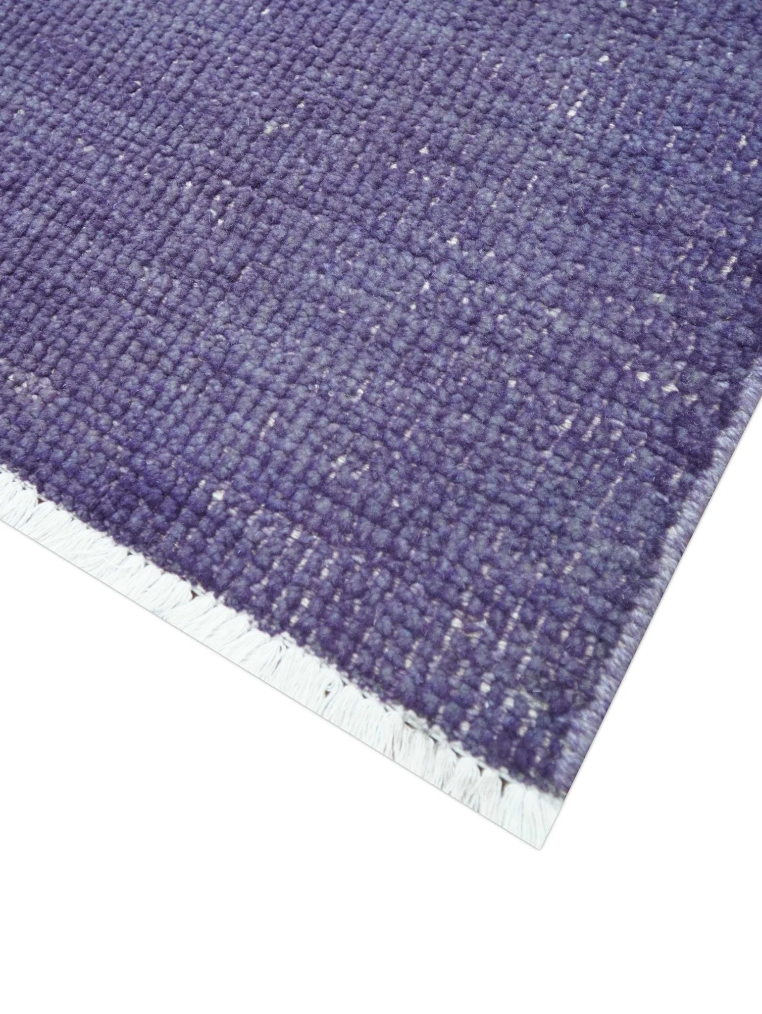 Custom Made Purple Modern Solid Overdyed Hand Knotted Wool Area Rug - Image 8