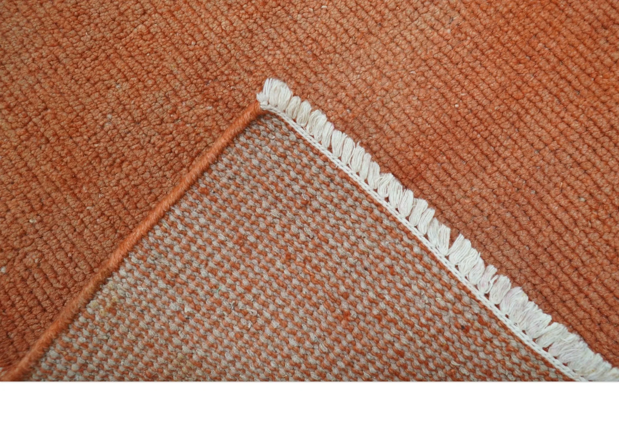 Custom Made Modern Solid Overdyed Rust Hand Knotted Wool Area Rug - Image 4