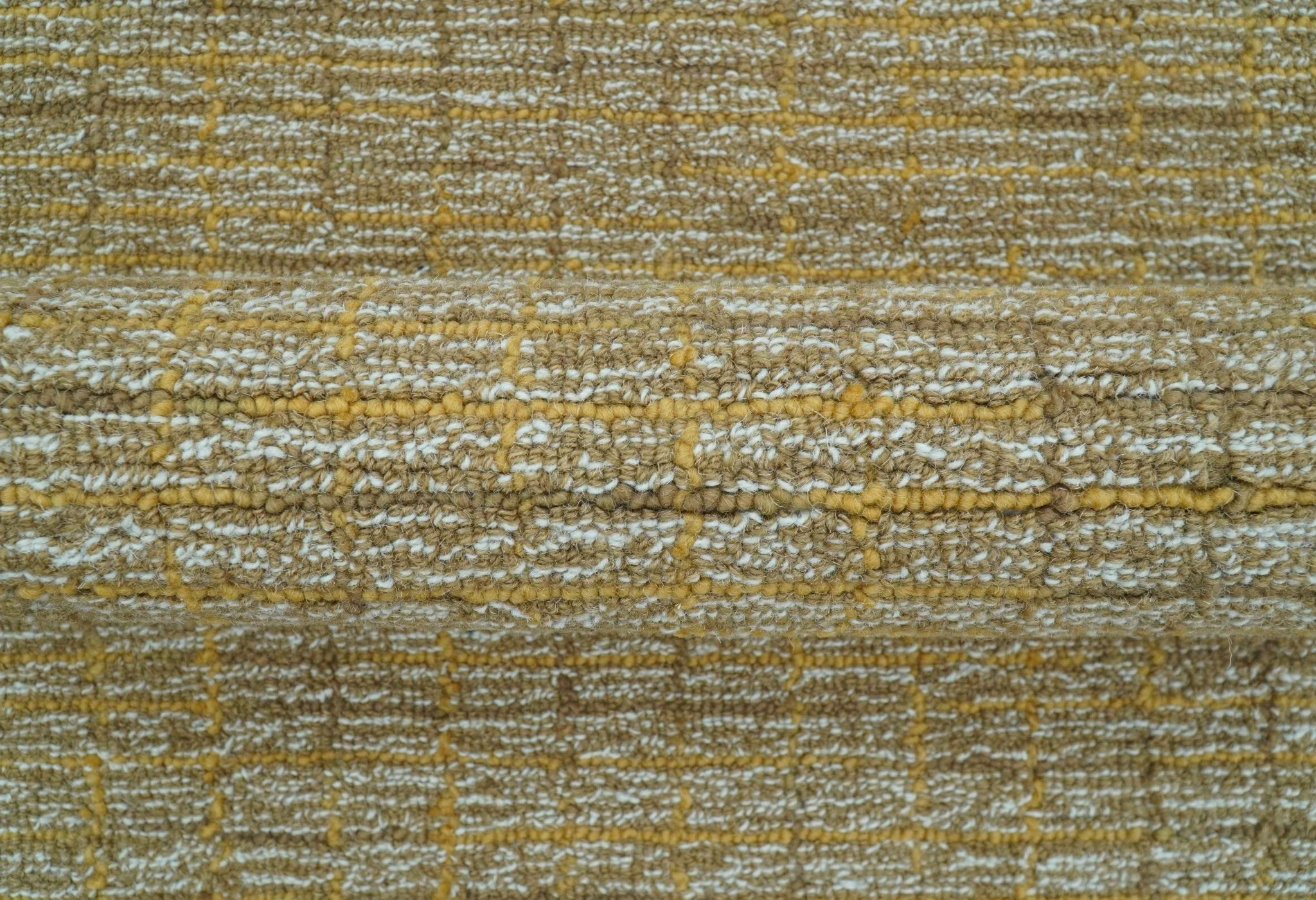 Custom Made Modern Style Hand Tufted Mustard and Brown Wool Rug - Image 7