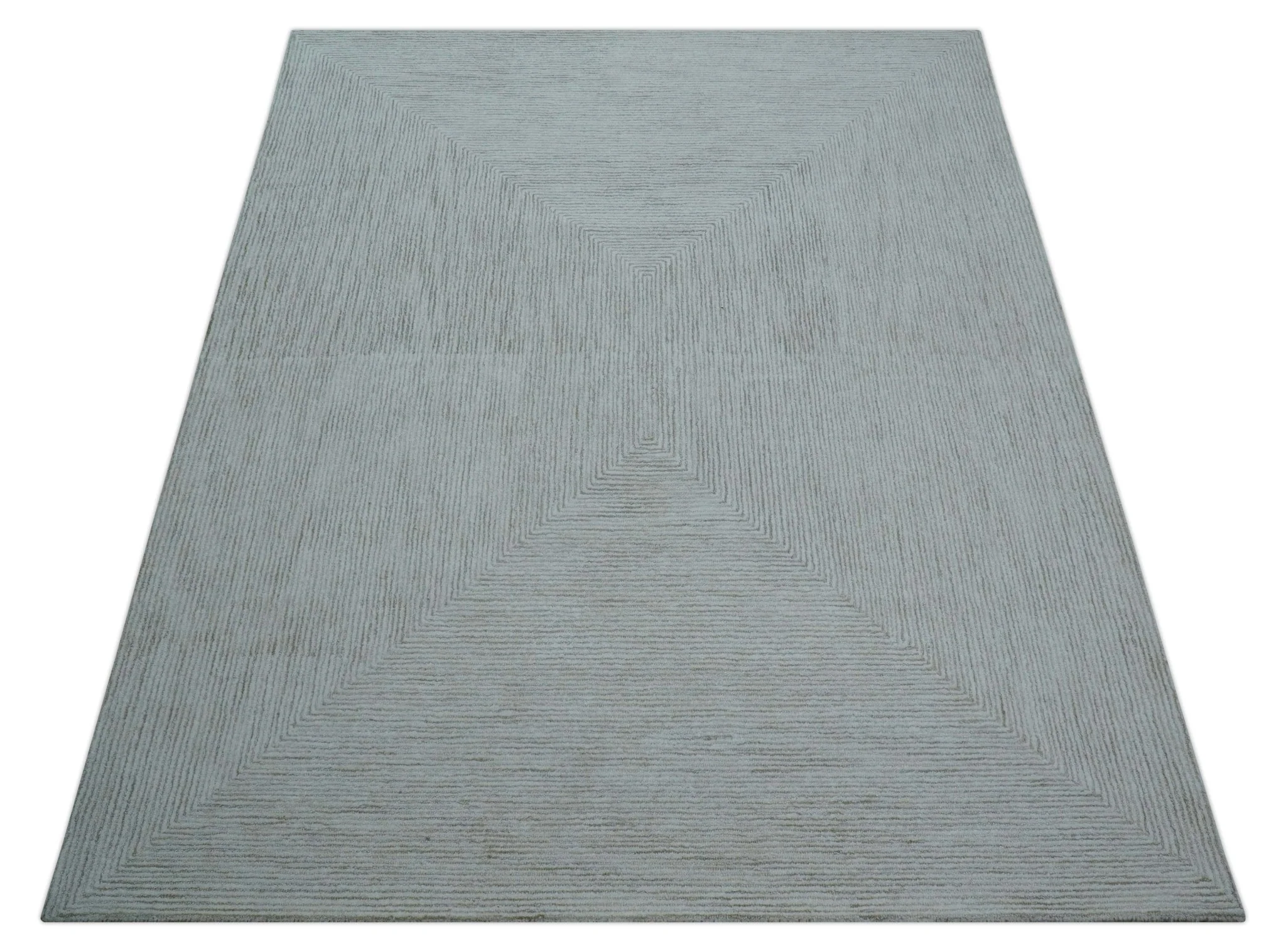 Zoha Custom Made Modern Style White And Beige Wool Rug - Image 10