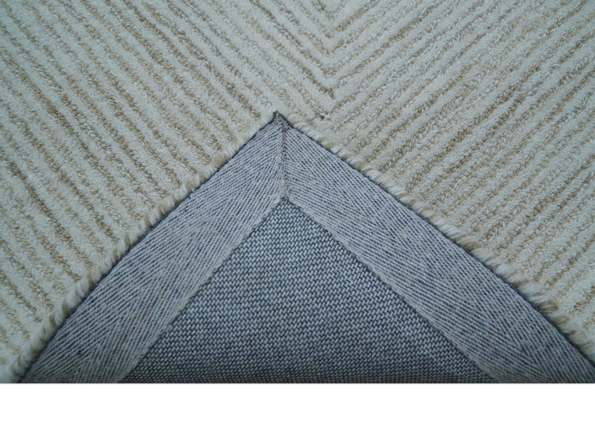 Zoha Custom Made Modern Style White And Beige Wool Rug - Image 5
