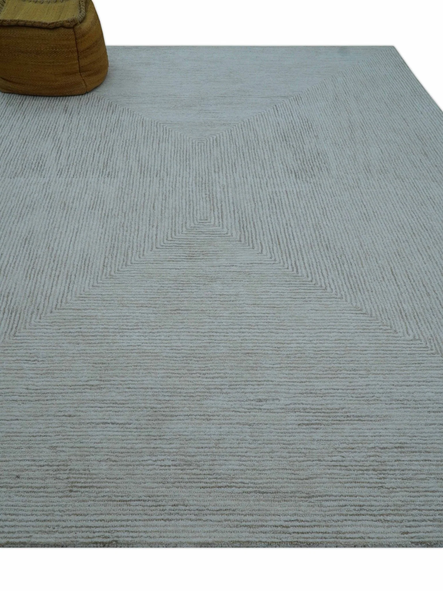 Zoha Custom Made Modern Style White And Beige Wool Rug - Image 8