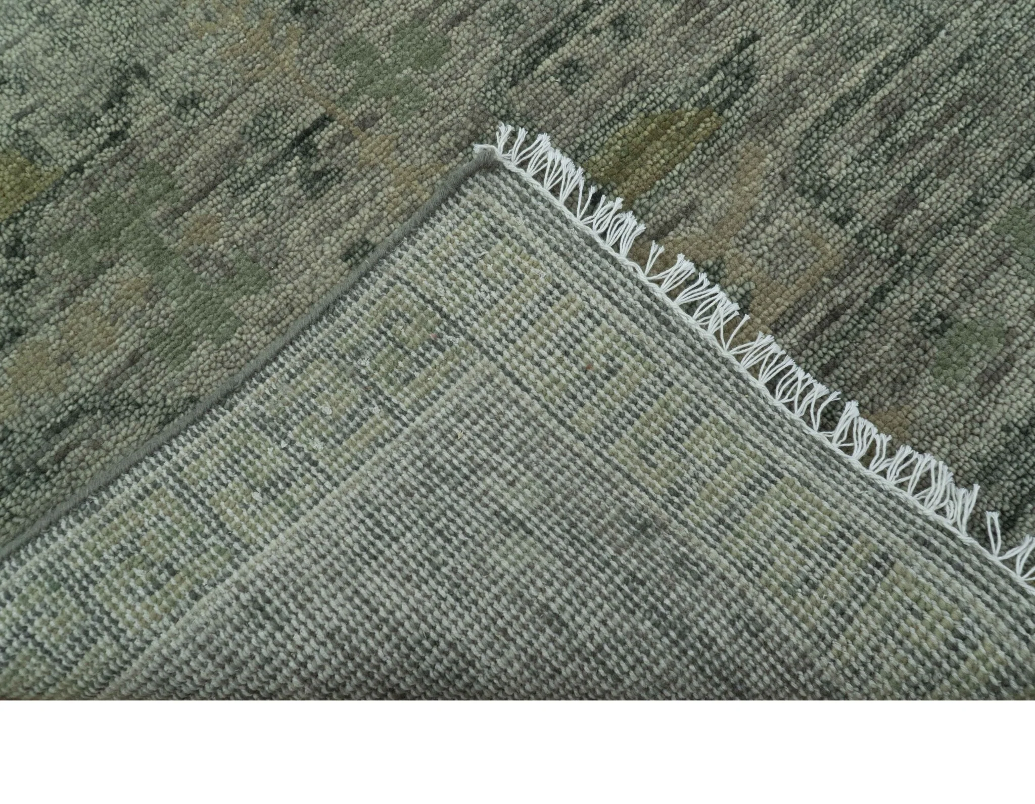 Custom Made Rug Modern Transitional Design Beige And Green Hand Knotted wool - Image 6