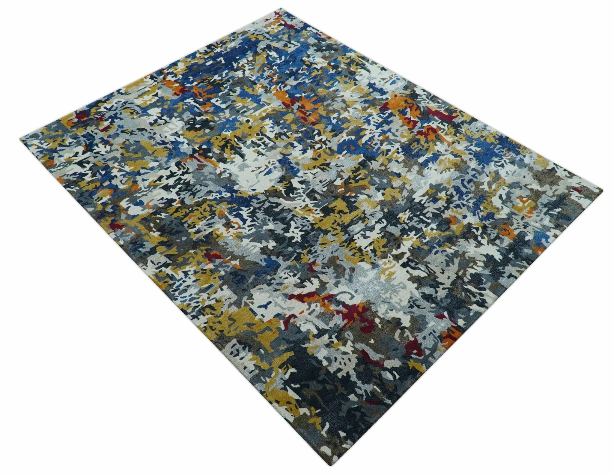 Custom Made Multi-color Modern Abstract Hand Tufted Wool-Art Silk Rug - Image 10