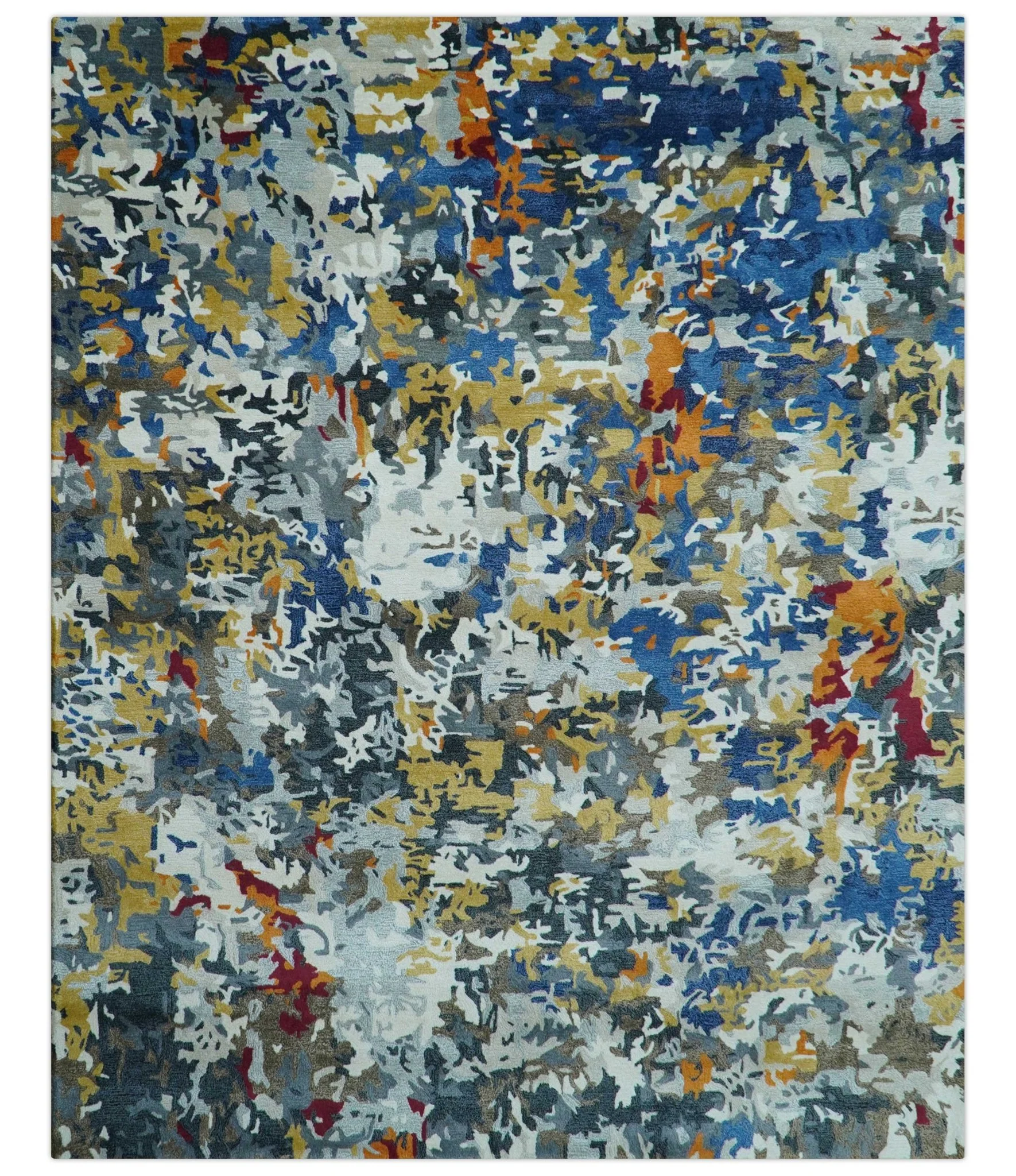 Custom Made Multi-color Modern Abstract Hand Tufted Wool-Art Silk Rug - Image 2
