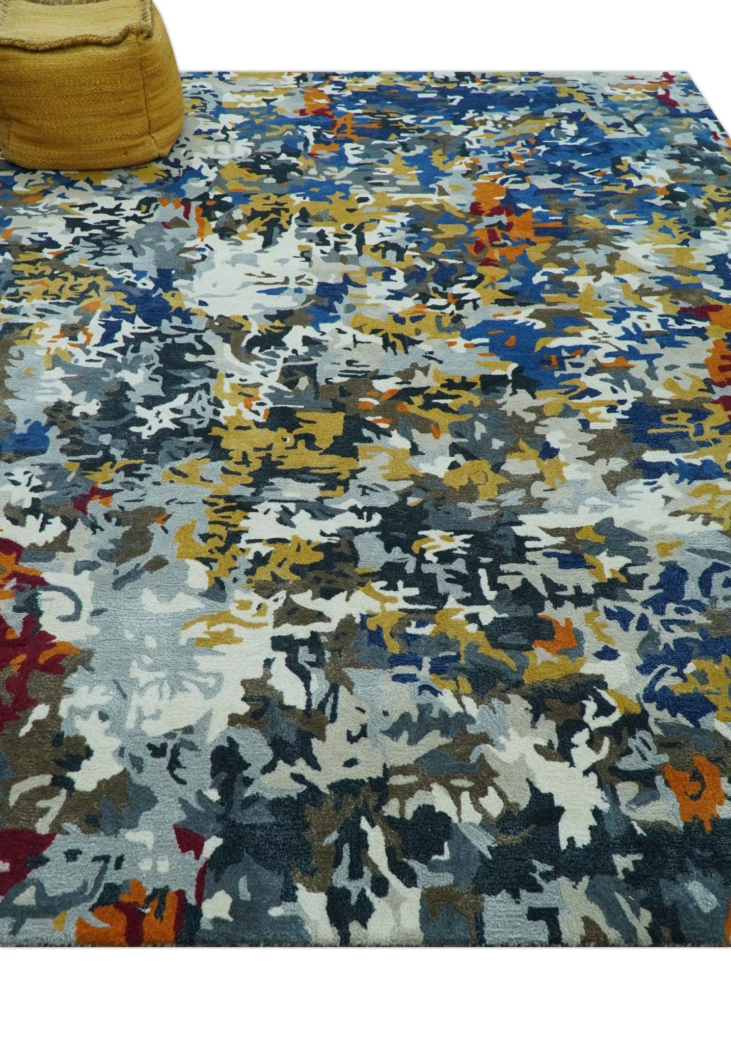 Custom Made Multi-color Modern Abstract Hand Tufted Wool-Art Silk Rug - Image 3