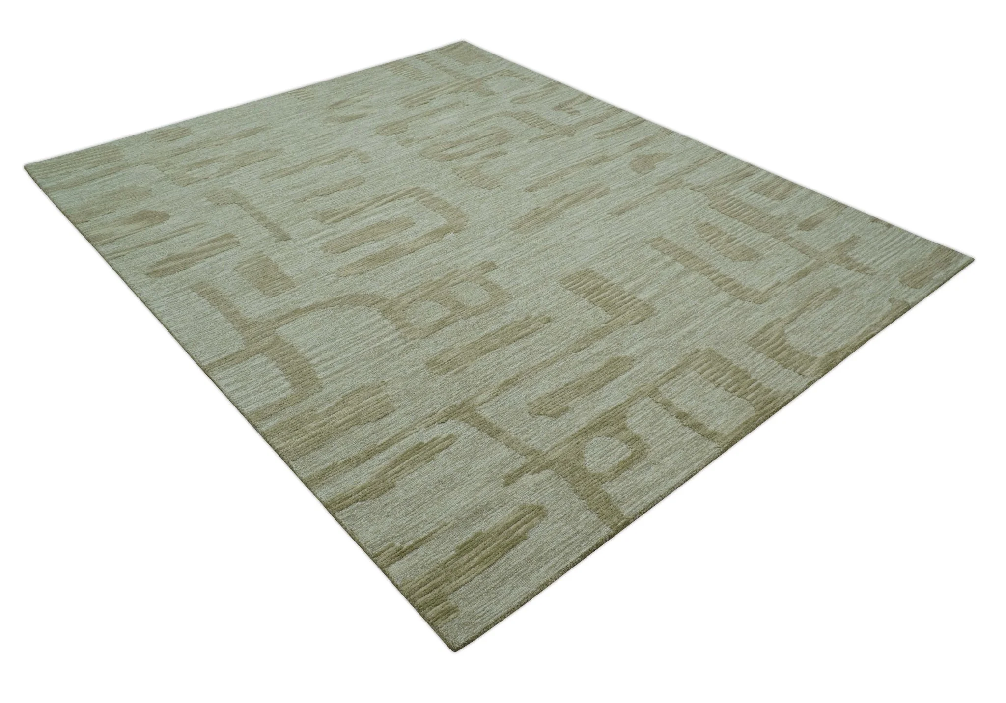 Custom Made brown And Ivory Modern Abstract Pattern Hand Tufted Wool Area Rug - Image 11