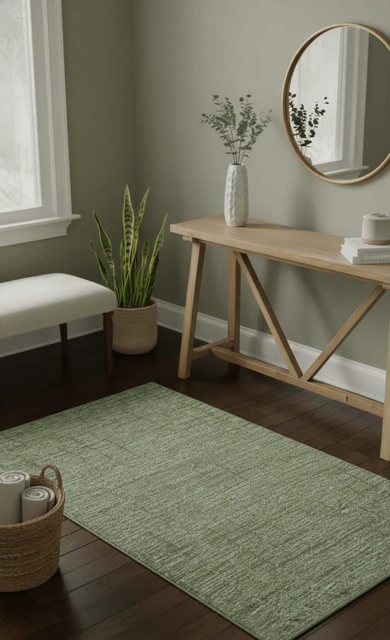 Custom Made Olive and Beige Modern Style Hand Tufted Wool Rug - Image 2