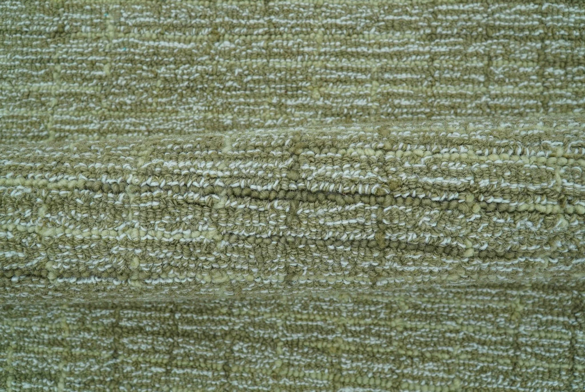 Custom Made Olive and Beige Modern Style Hand Tufted Wool Rug - Image 6