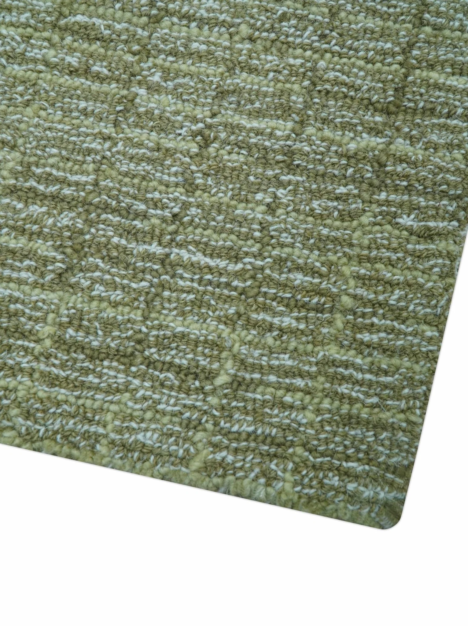 Custom Made Olive and Beige Modern Style Hand Tufted Wool Rug - Image 7