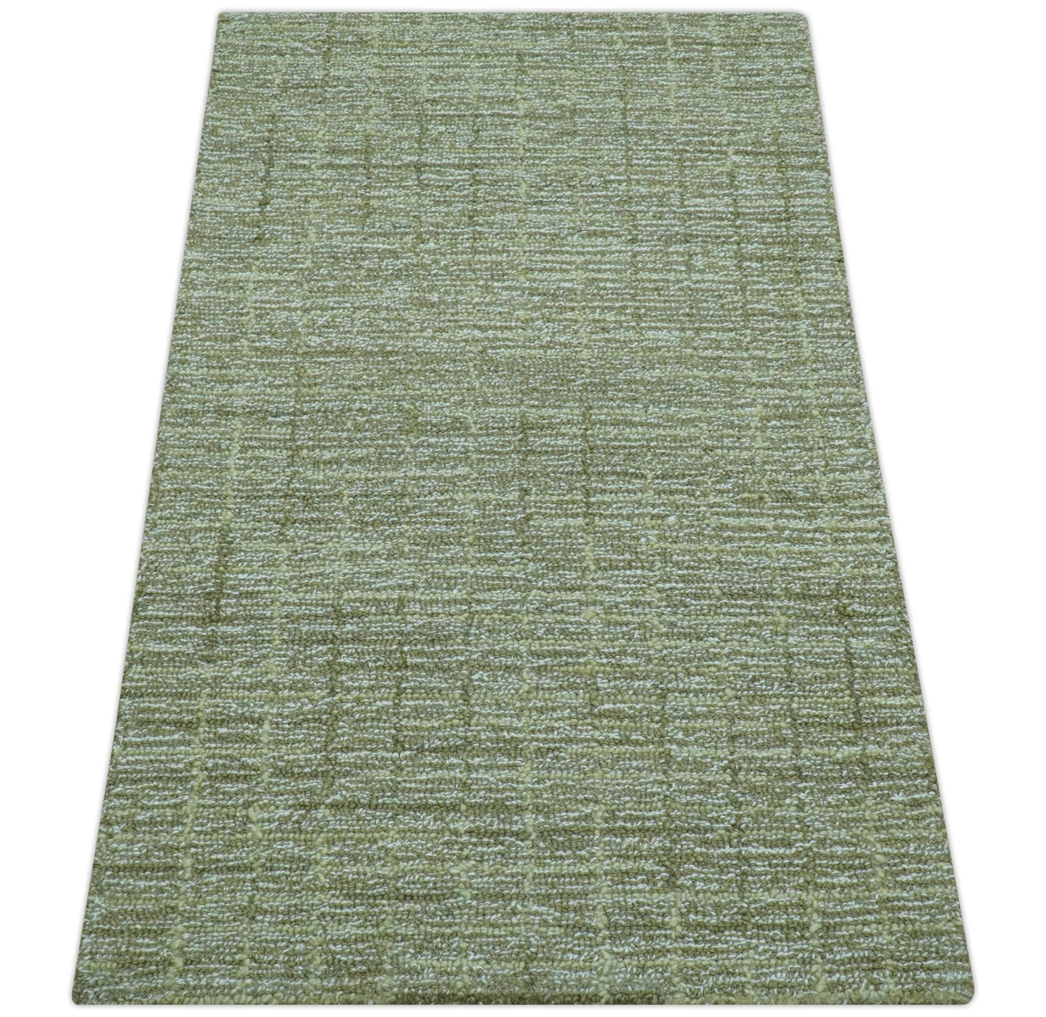 Custom Made Olive and Beige Modern Style Hand Tufted Wool Rug - Image 8