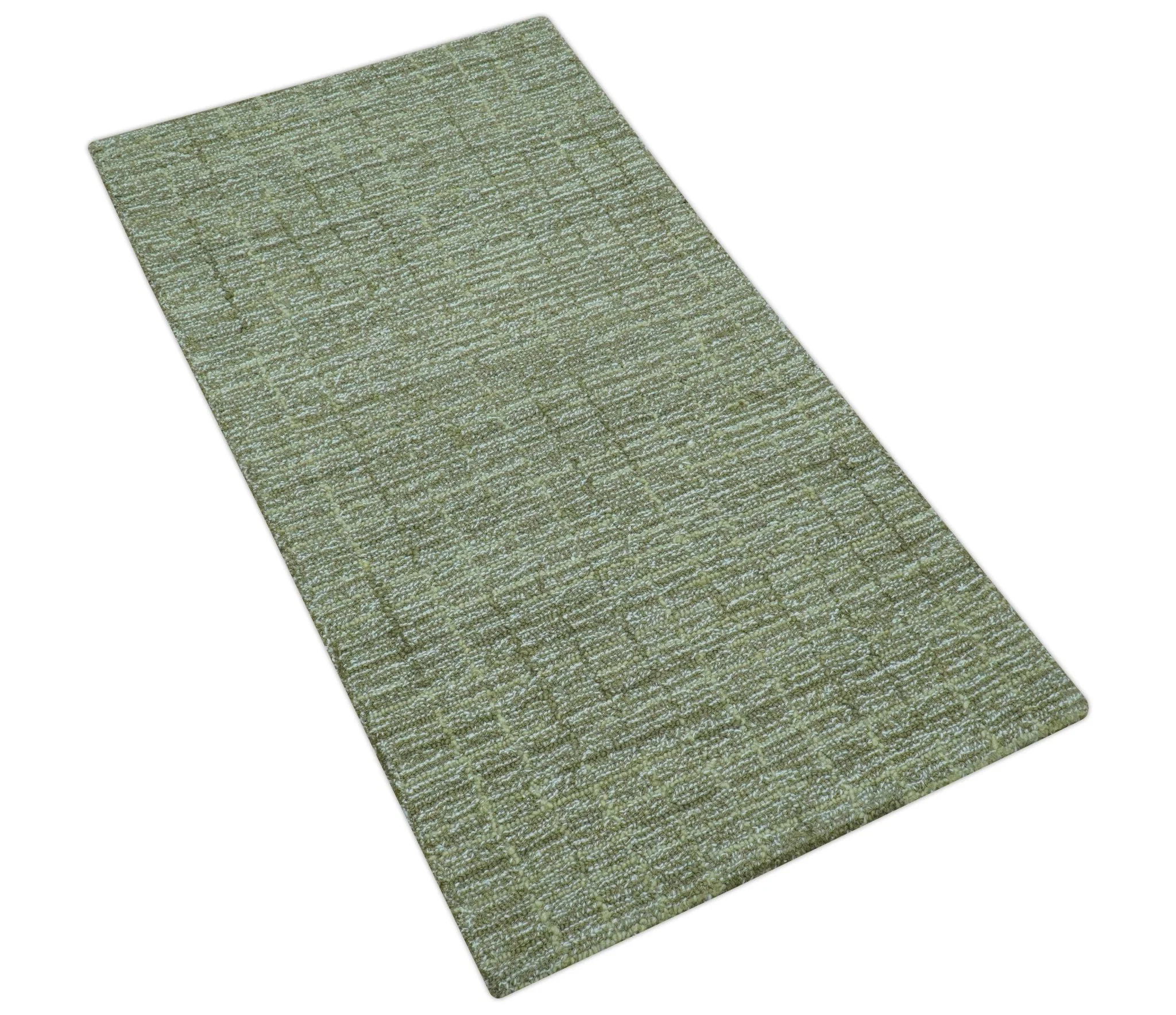 Custom Made Olive and Beige Modern Style Hand Tufted Wool Rug - Image 9
