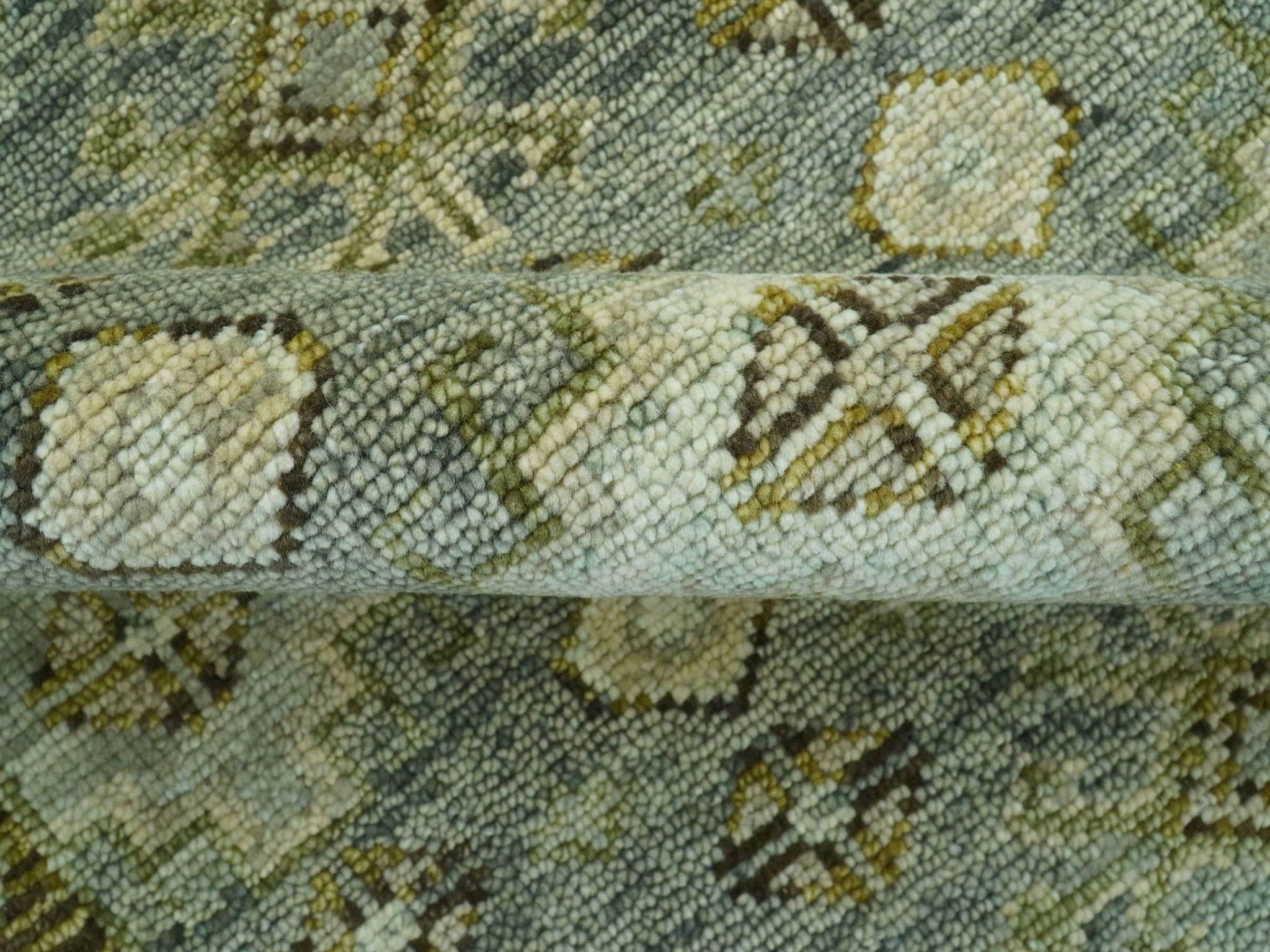 Custom Made Silver Traditional Heriz Design Hand Knotted wool area rug - Image 7