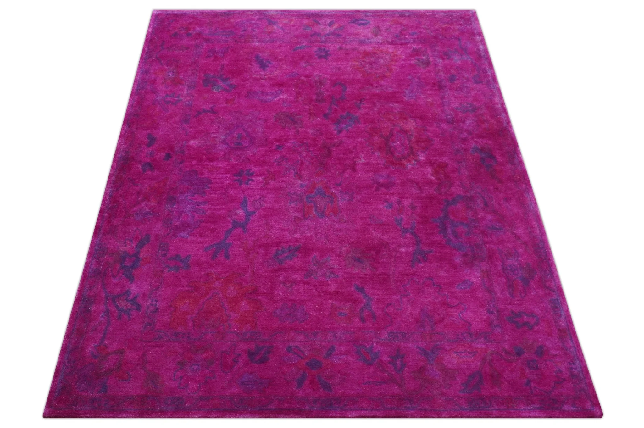 Custom Made Overdyed Pink Traditional Oushak Hand Tufted Wool Area Rug - Image 11