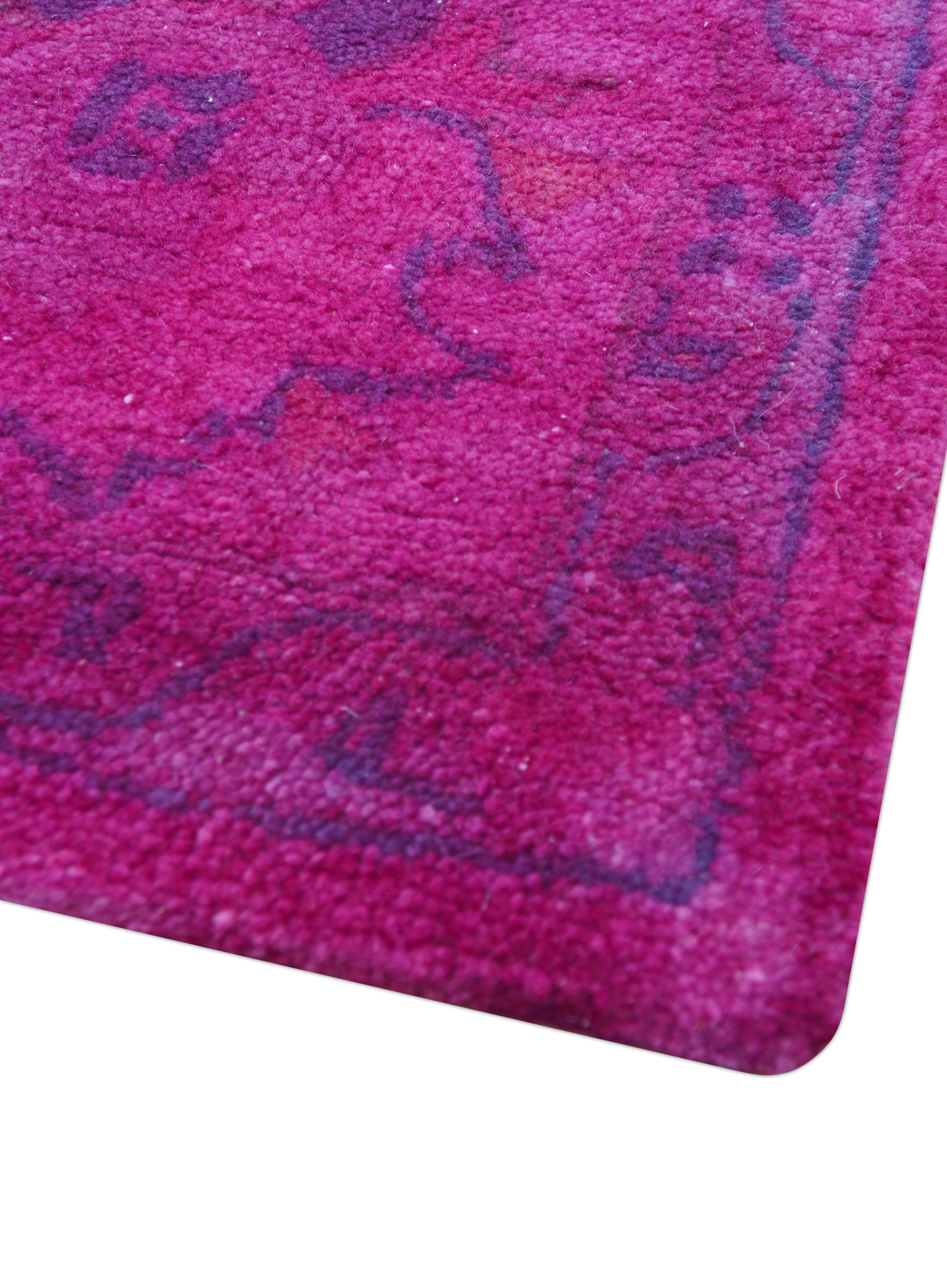Custom Made Overdyed Pink Traditional Oushak Hand Tufted Wool Area Rug - Image 5