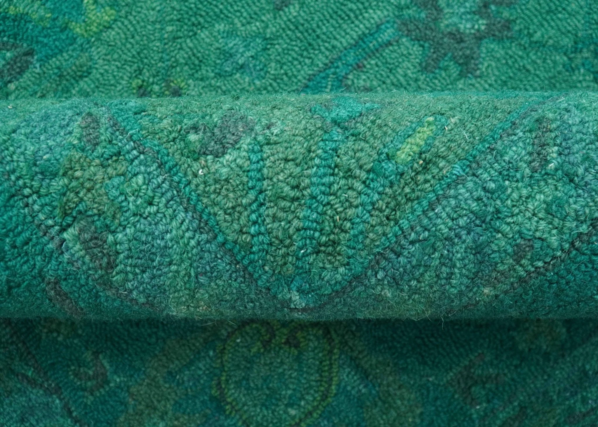 Custom Made Overdyed Traditional Oushak Green Hand Tufted Wool Area Rug - Image 8