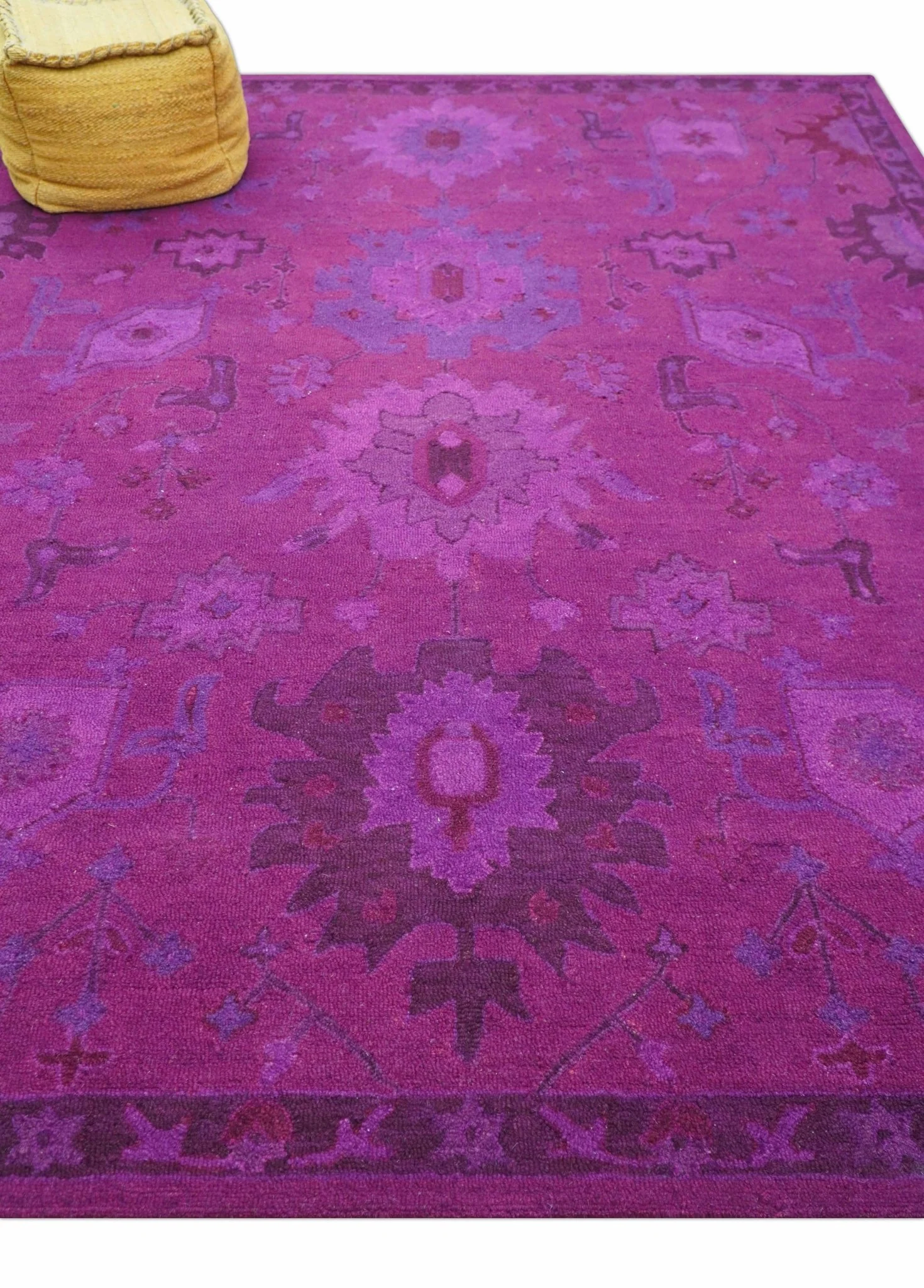 Custom Made Overdyed Traditional Oushak Purple Hand Tufted Wool Area Rug - Image 10