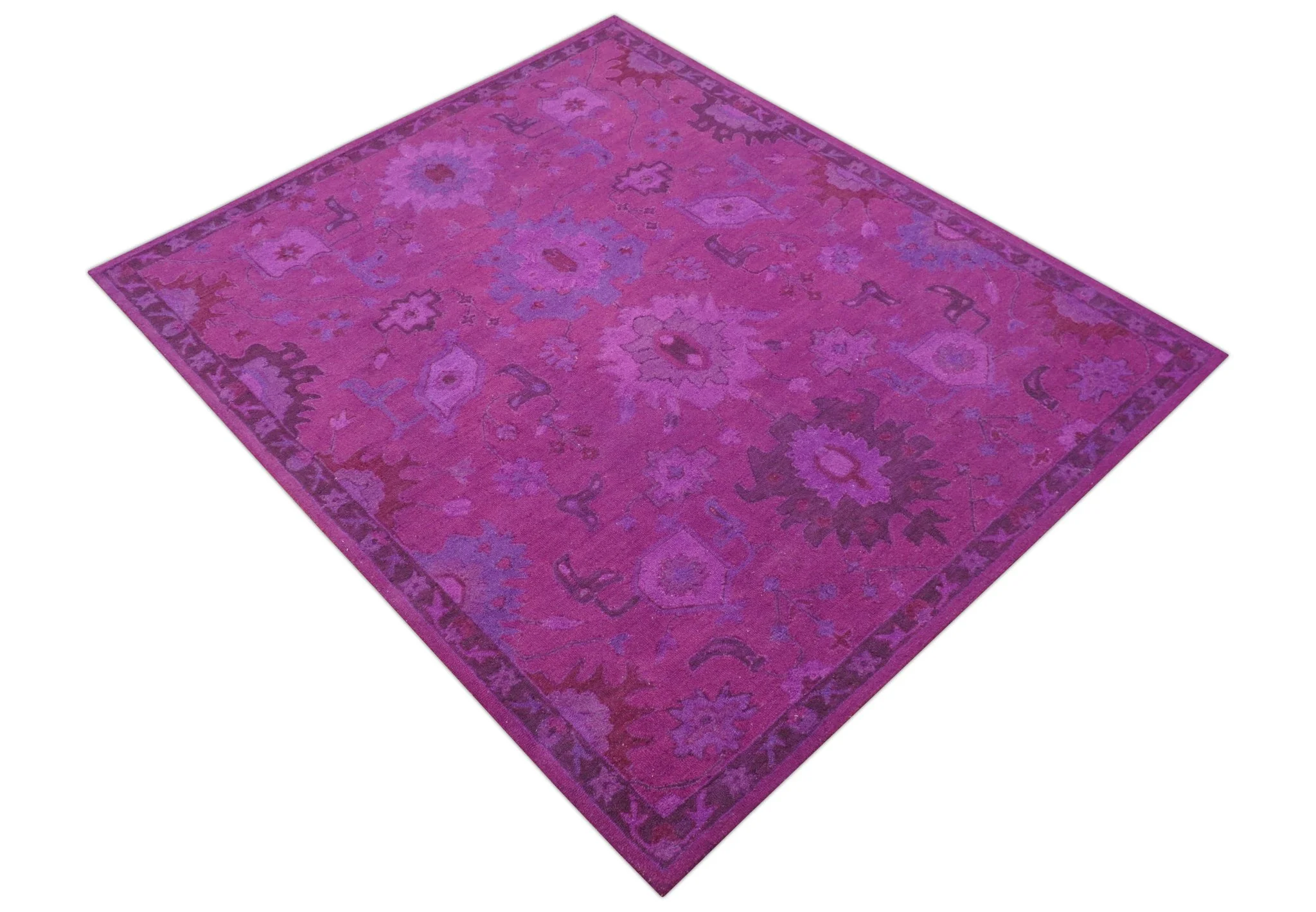 Custom Made Overdyed Traditional Oushak Purple Hand Tufted Wool Area Rug - Image 11