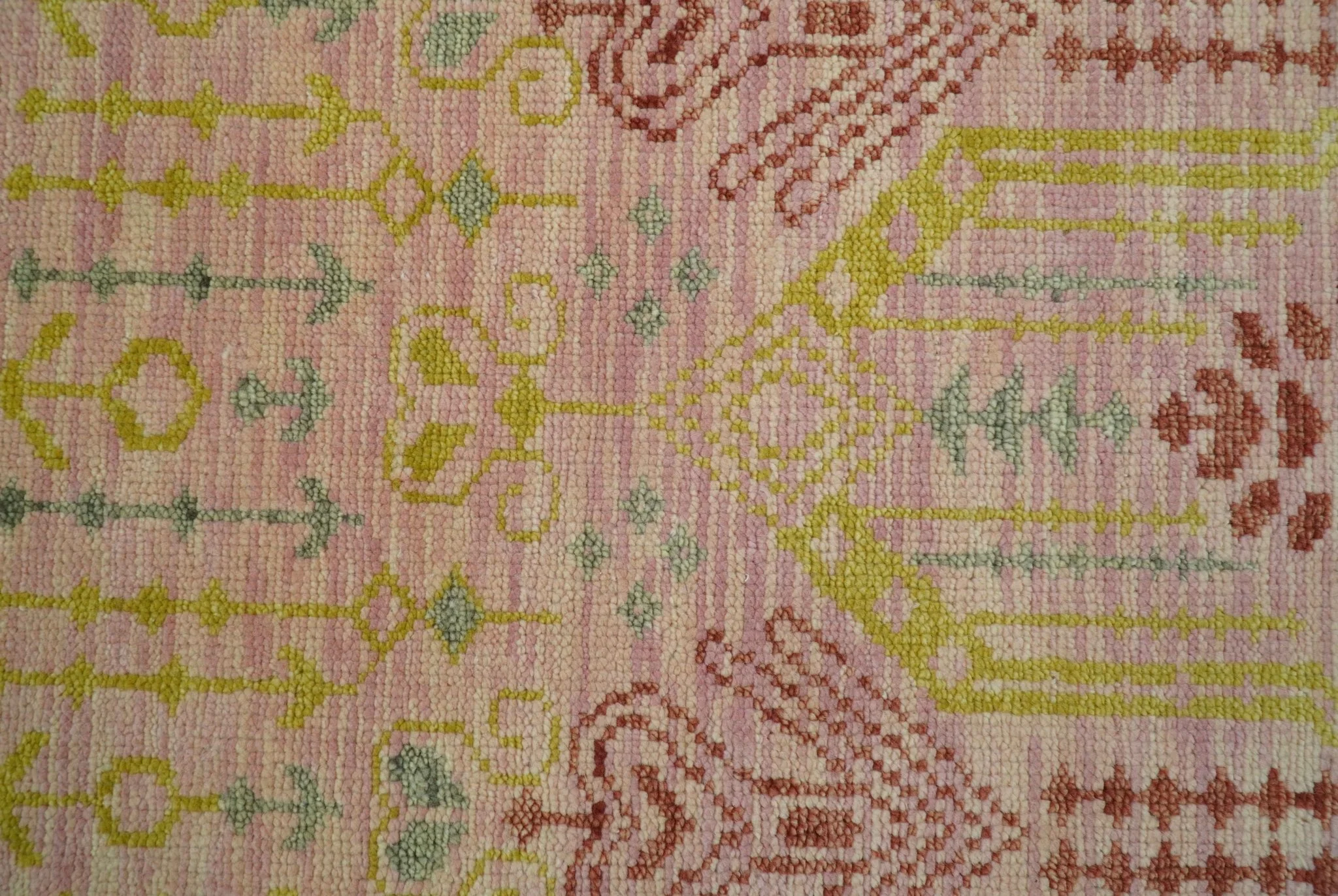 Custom Made Pink And Rust Traditional Design Hand Knotted wool rug - Image 5