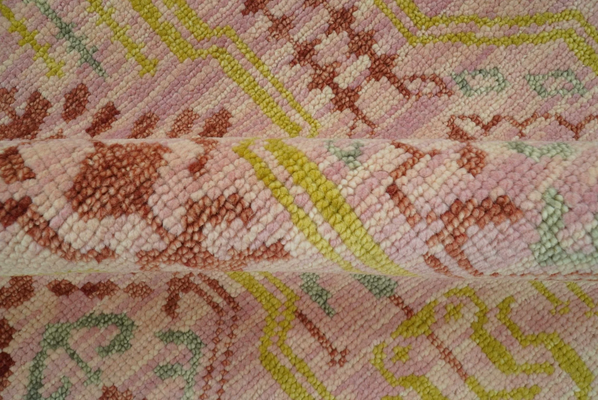 Custom Made Pink And Rust Traditional Design Hand Knotted wool rug - Image 7
