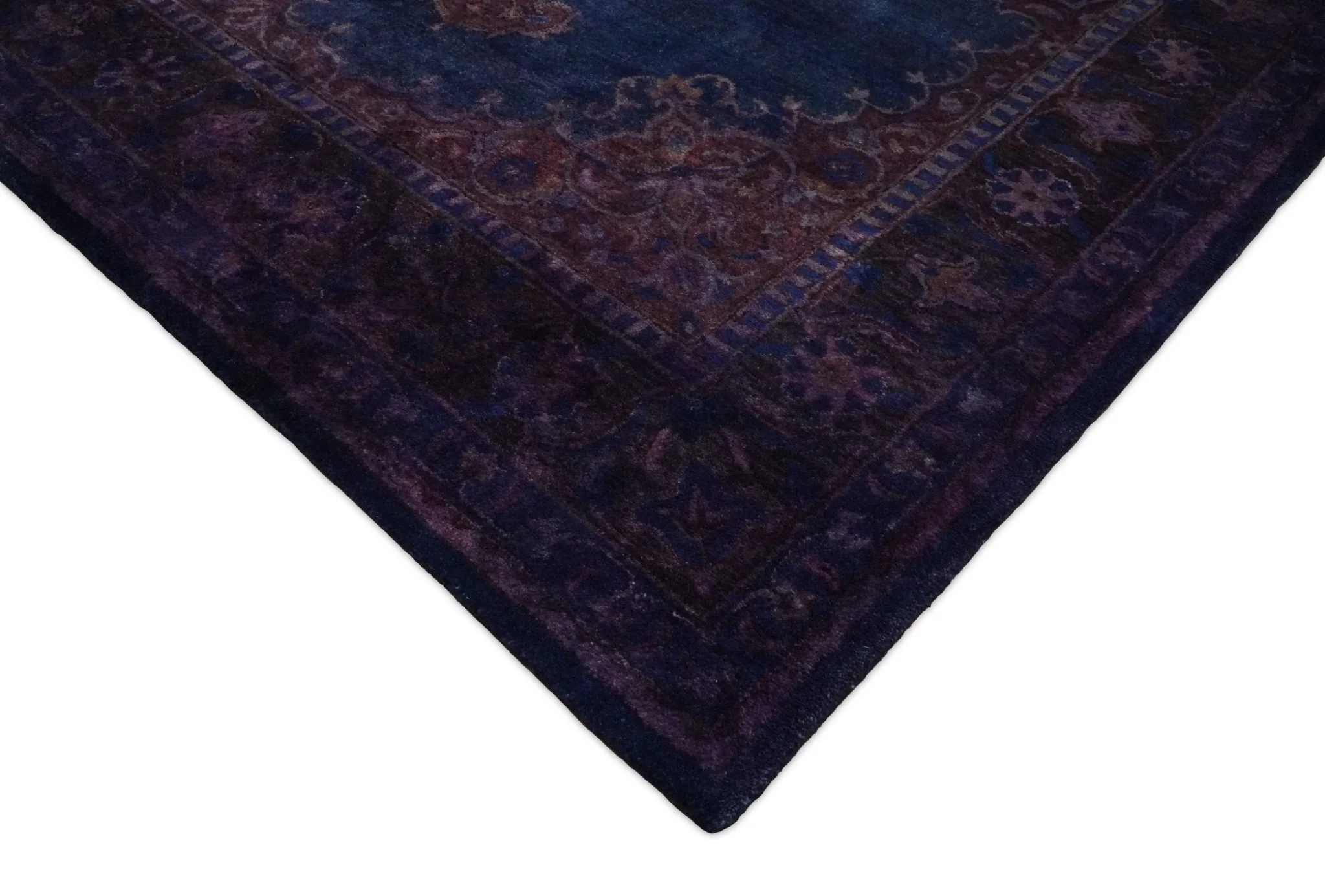Custom Made Purple Traditional Floral Design Hand Tufted Overdyed Wool Area Rug - Image 4