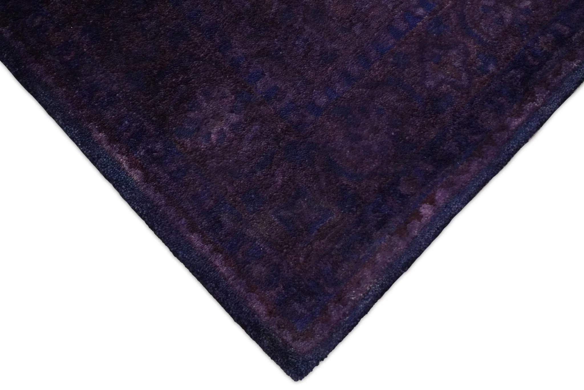 Custom Made Purple Traditional Floral Design Hand Tufted Overdyed Wool Area Rug - Image 7