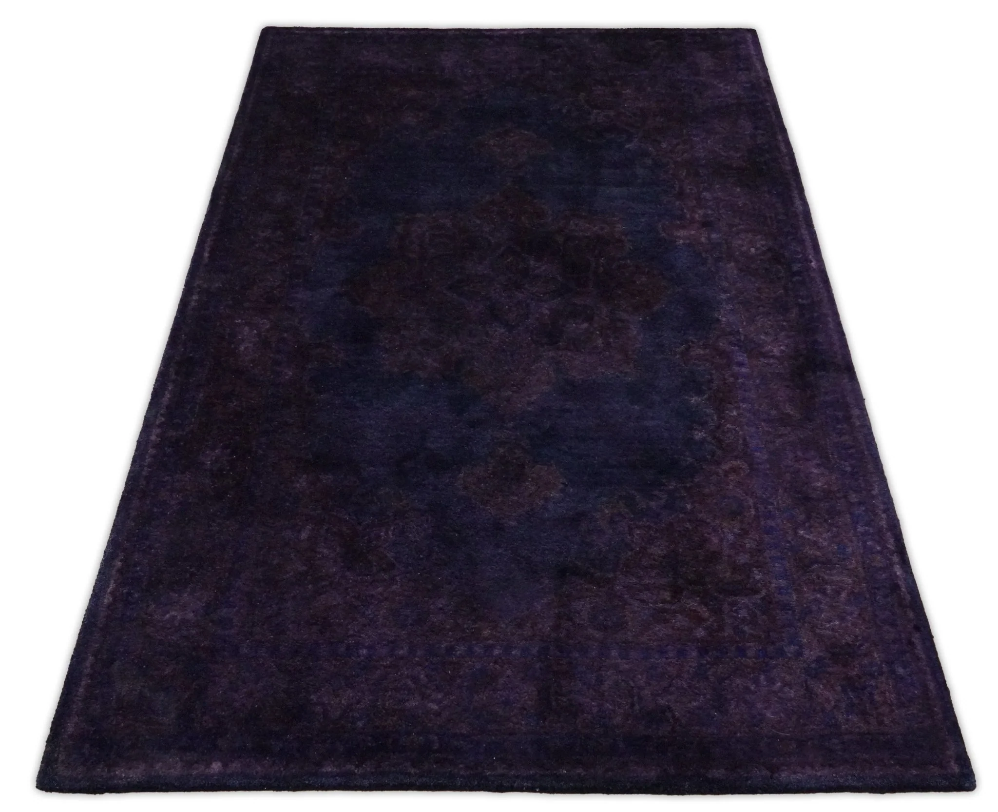 Custom Made Purple Traditional Floral Design Hand Tufted Overdyed Wool Area Rug - Image 8