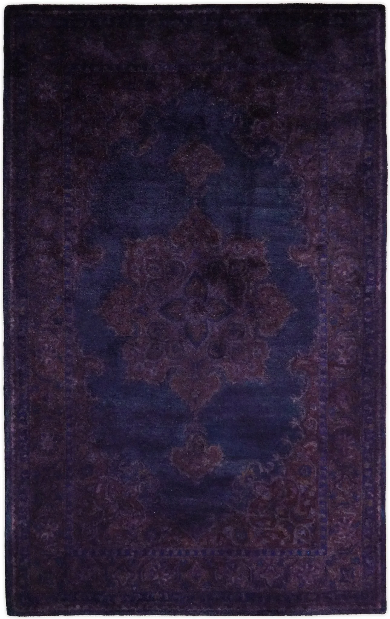 Custom Made Purple Traditional Floral Design Hand Tufted Overdyed Wool Area Rug - Image 9