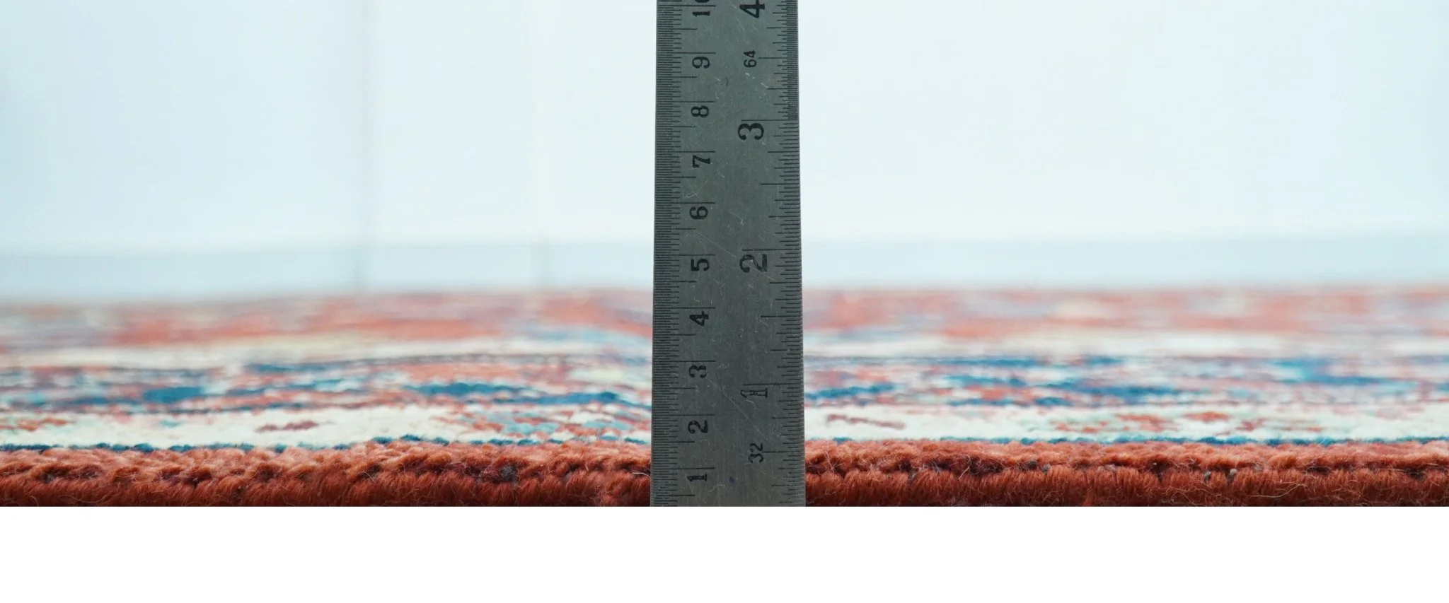 Custom Made Red And Blue Traditional Hand Knotted Wool Rug - Image 6