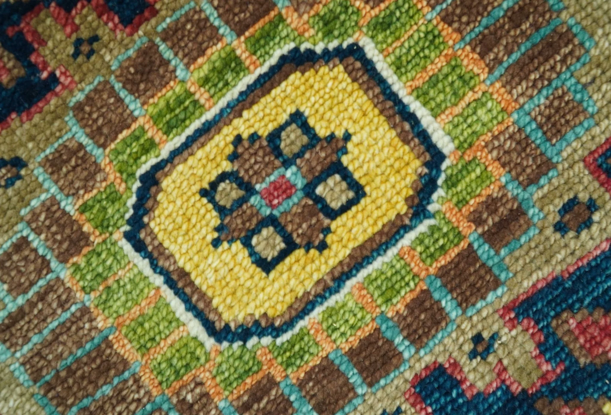 Custom Made Red And Mustard Traditional Floral Design Hand Knotted Wool Rug - Image 9