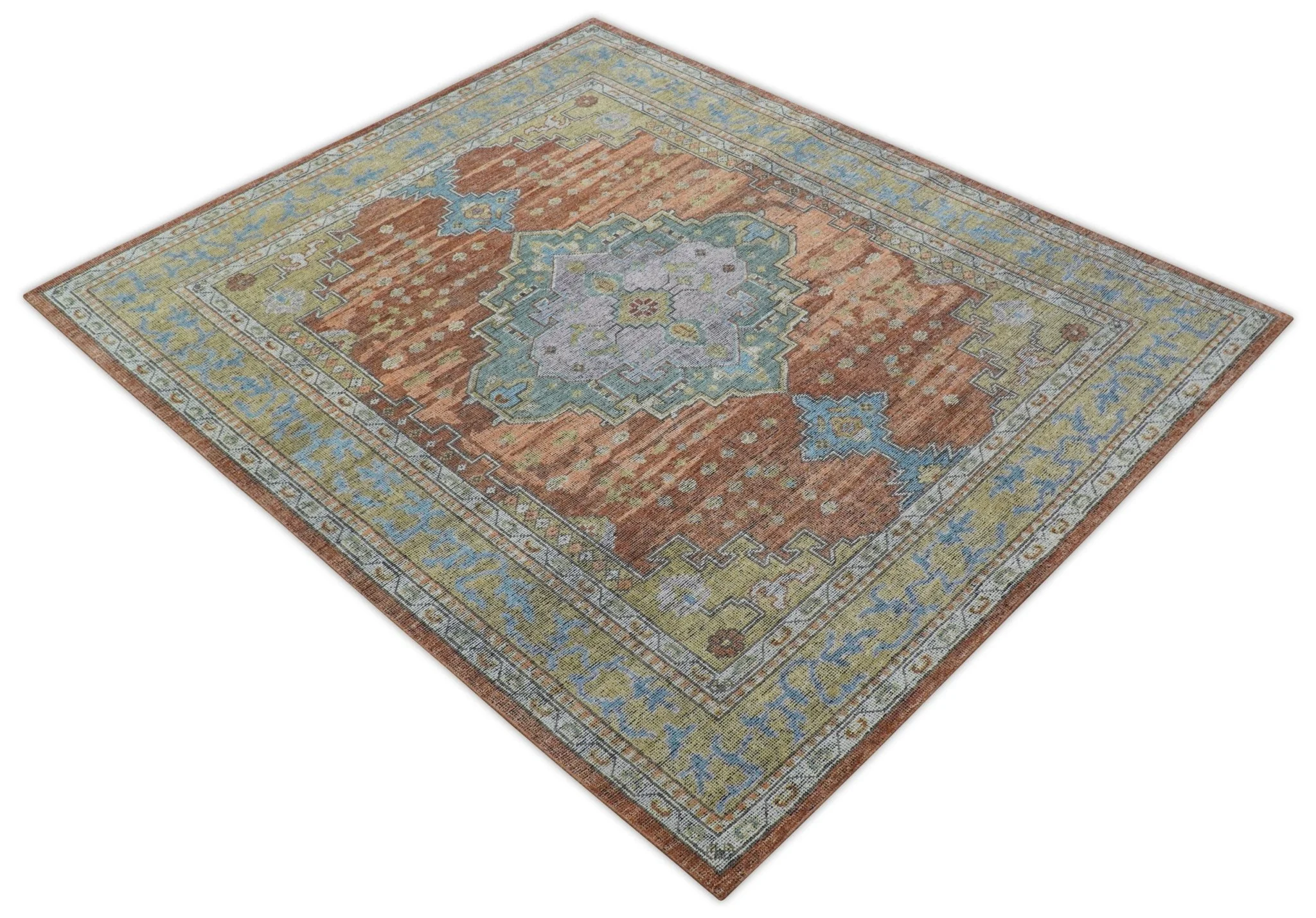 Idris Custom Made Peach, Rust And Beige Turkish Design Hand Knotted Wool Rug - Image 10