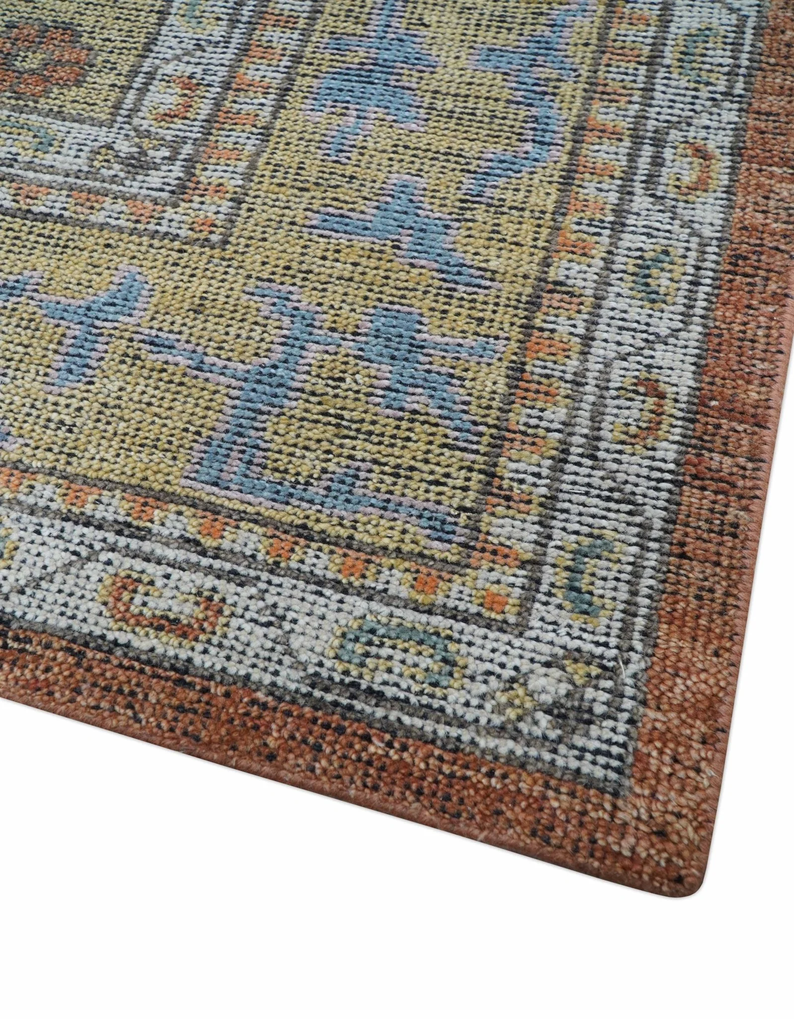 Idris Custom Made Peach, Rust And Beige Turkish Design Hand Knotted Wool Rug - Image 5