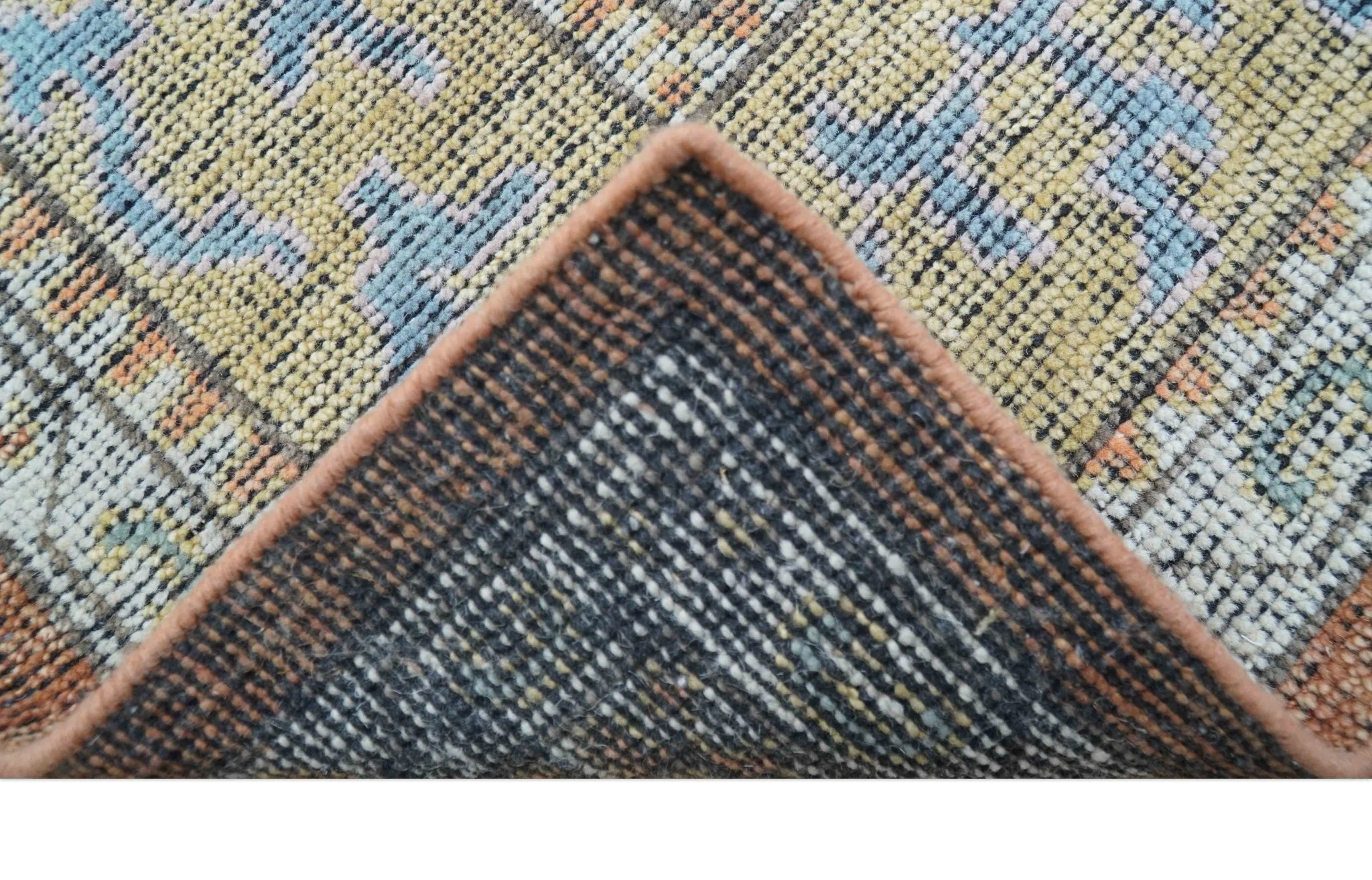 Idris Custom Made Peach, Rust And Beige Turkish Design Hand Knotted Wool Rug - Image 6