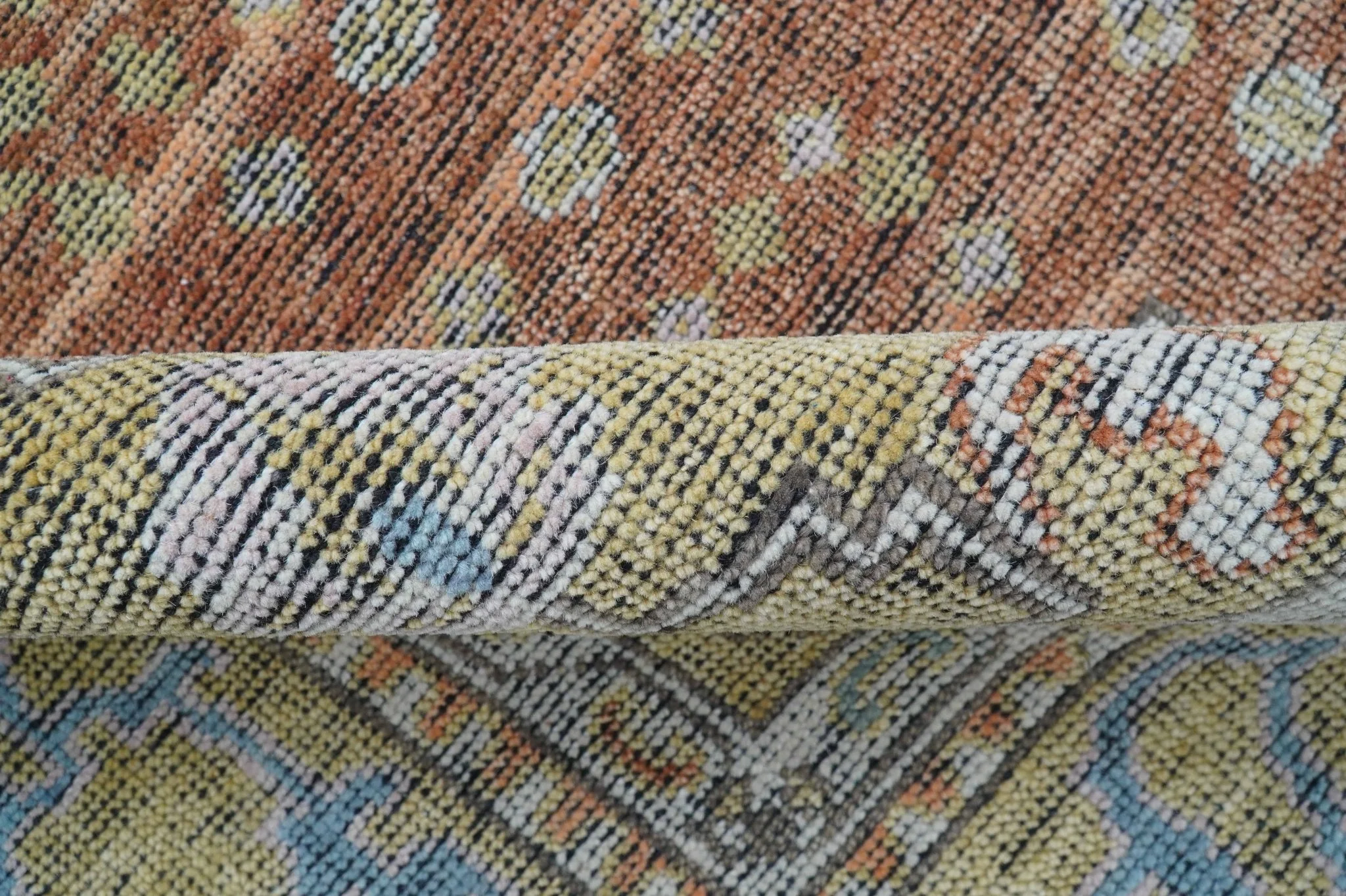 Idris Custom Made Peach, Rust And Beige Turkish Design Hand Knotted Wool Rug - Image 9