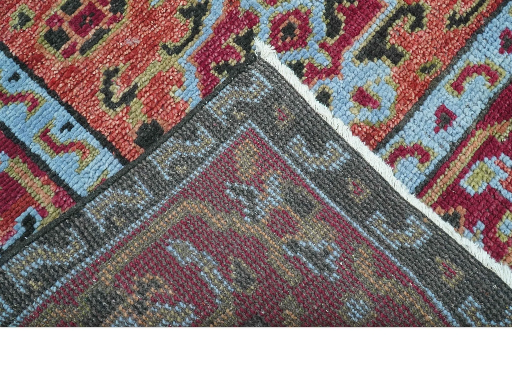 Custom Made Rust And Black Traditional Medallions Design Hand Knotted Wool Rug - Image 4