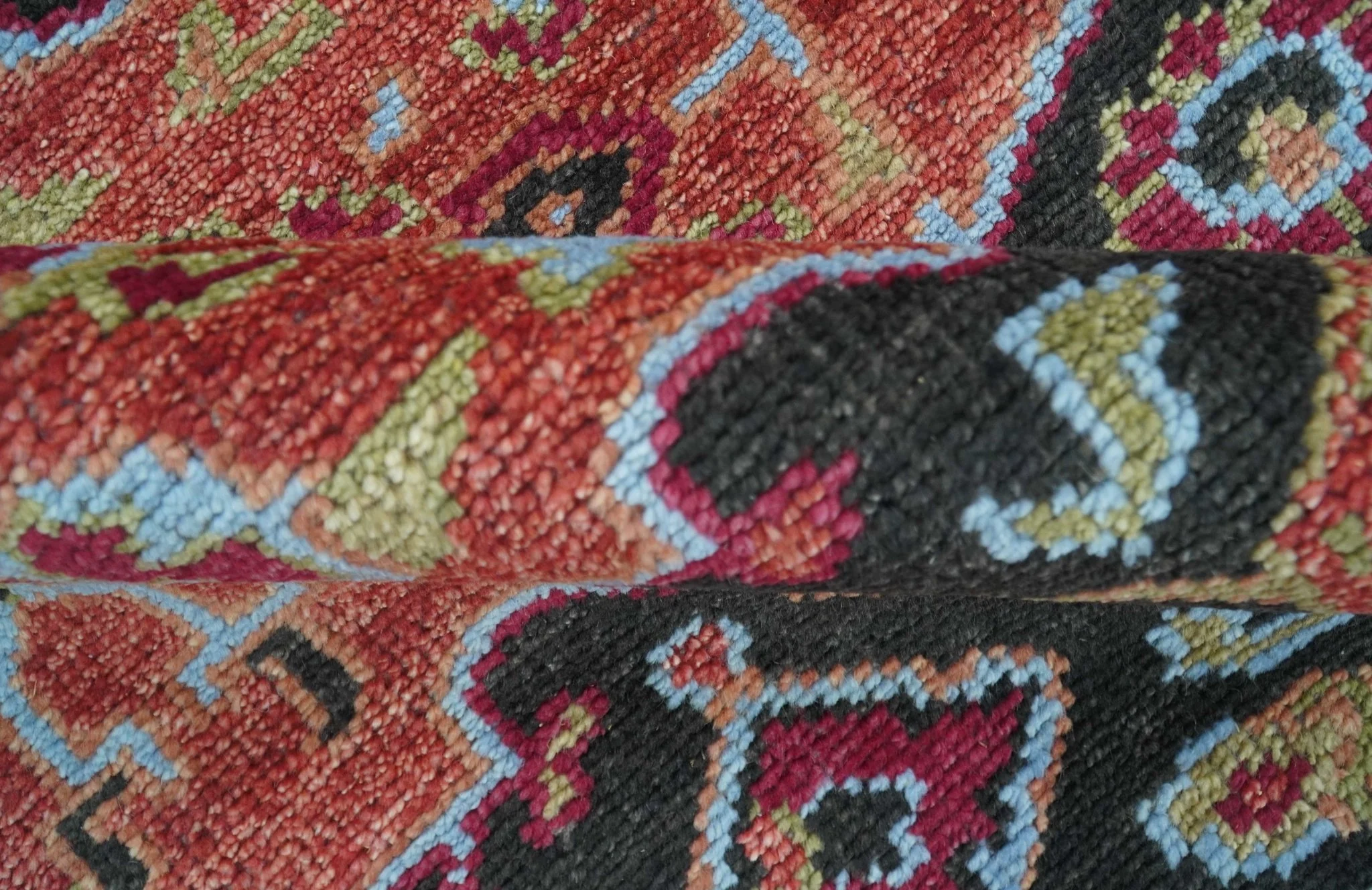 Custom Made Rust And Black Traditional Medallions Design Hand Knotted Wool Rug - Image 8
