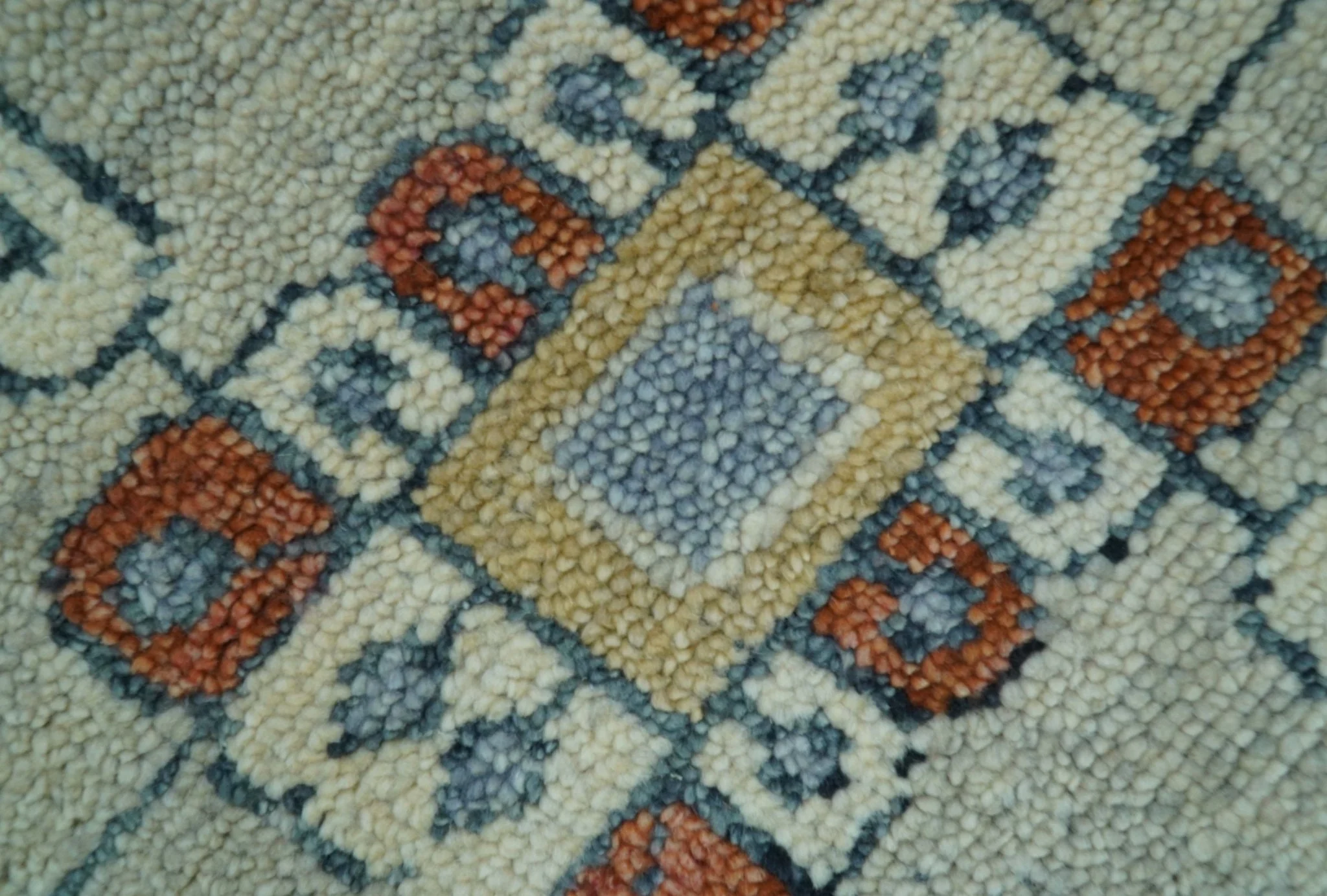 Custom Made Rust And Blue Traditional Serapi Design Hand Knotted Wool Rug - Image 9