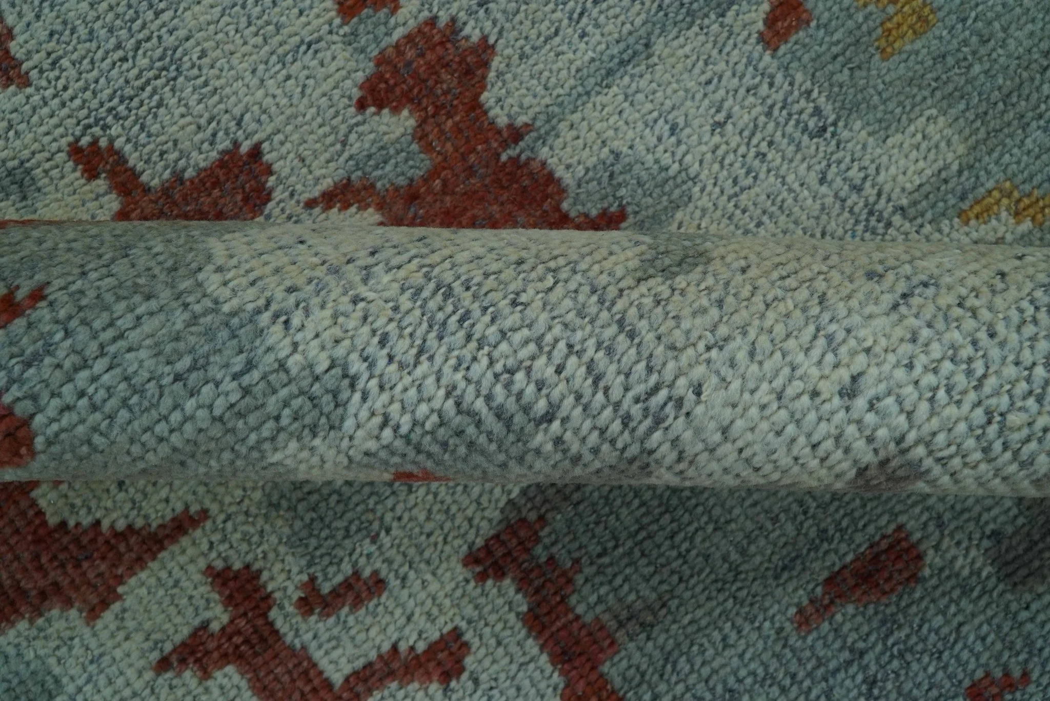 Custom Made Rust And Gray Modern Abstract Design Hand knotted Wool Area Rug - Image 6
