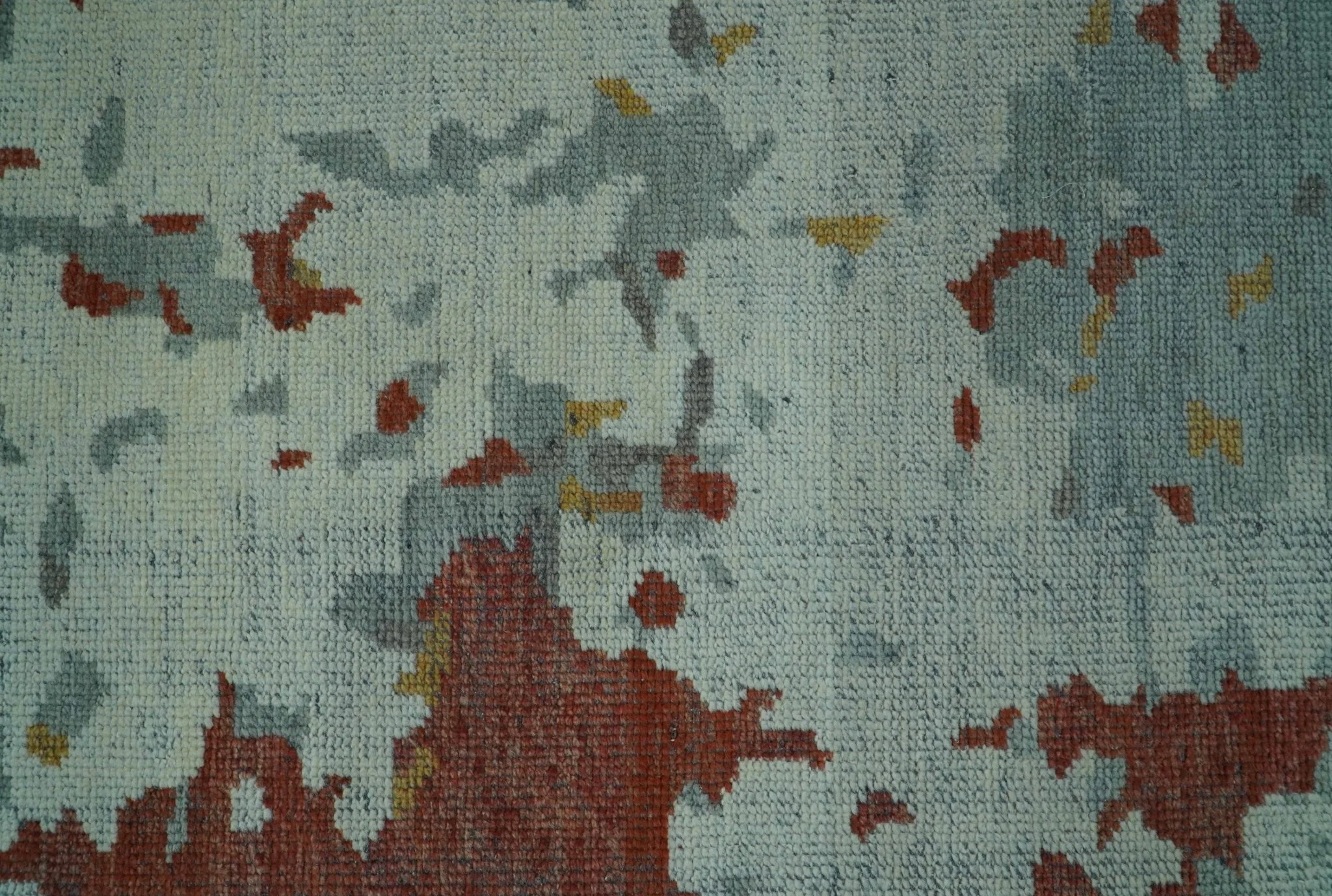 Custom Made Rust And Gray Modern Abstract Design Hand knotted Wool Area Rug - Image 7