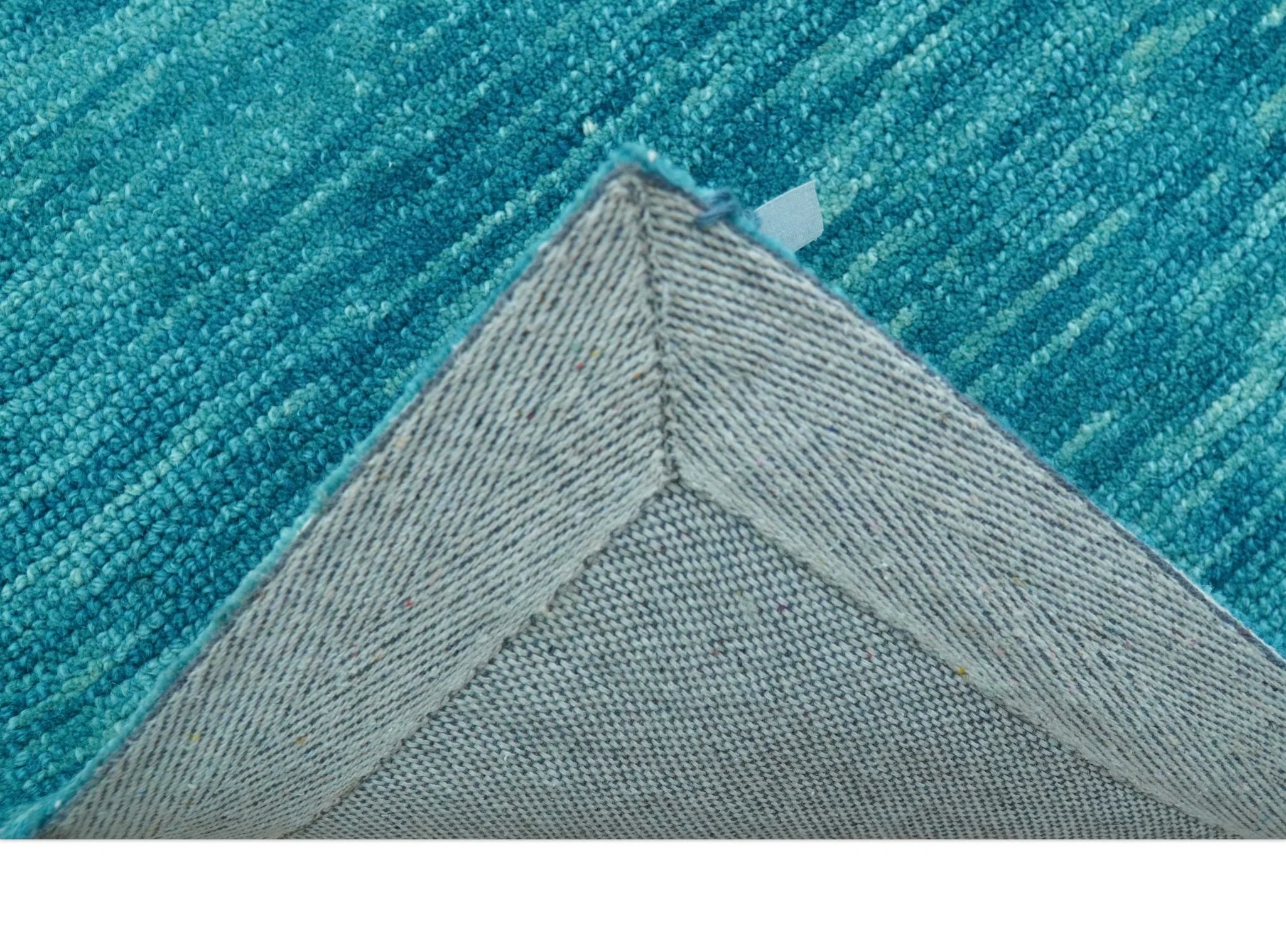 Trident Custom Made Solid Modern Blue Hand Tufted Wool Area Rug - Image 4