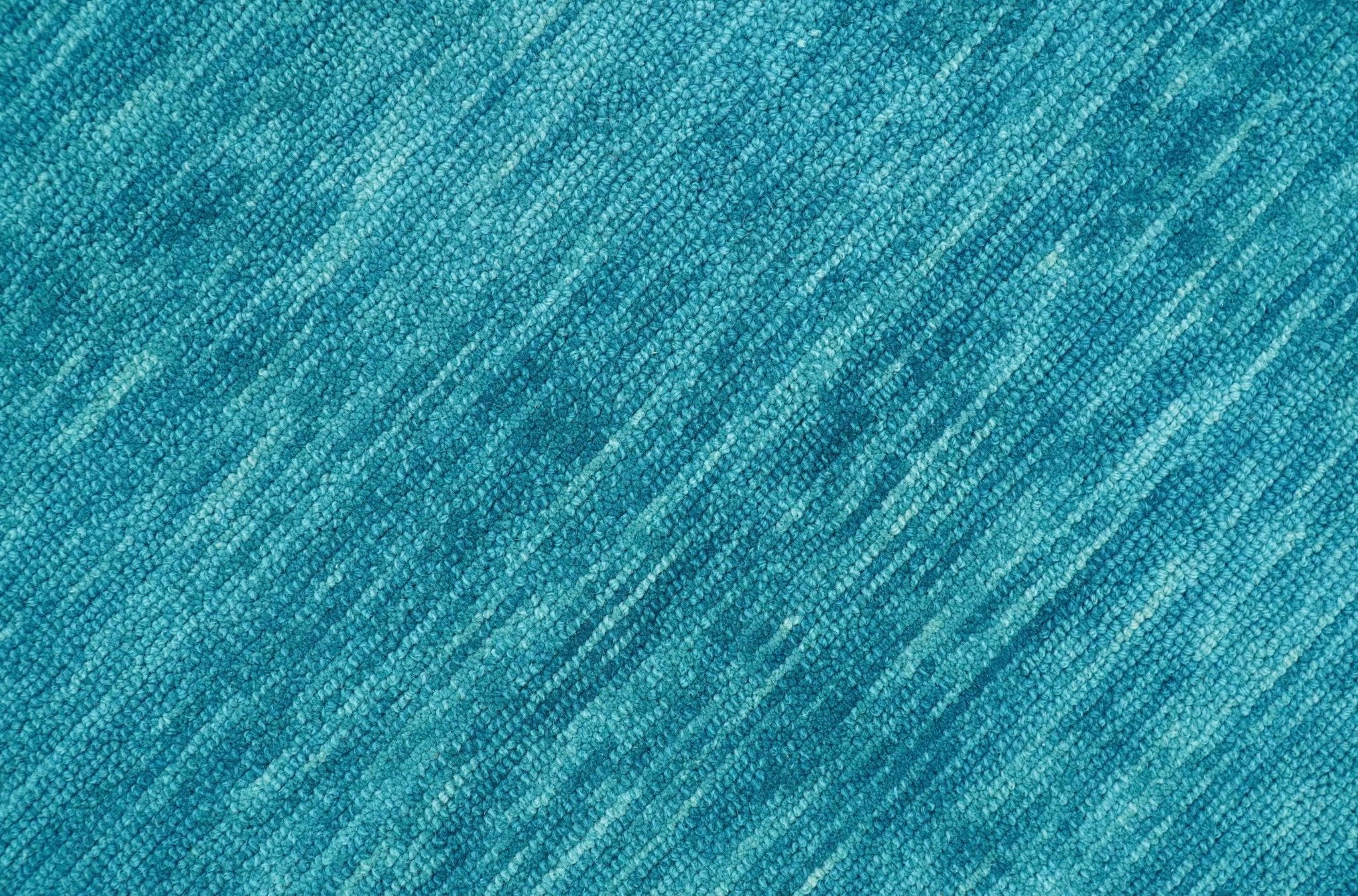 Trident Custom Made Solid Modern Blue Hand Tufted Wool Area Rug - Image 7