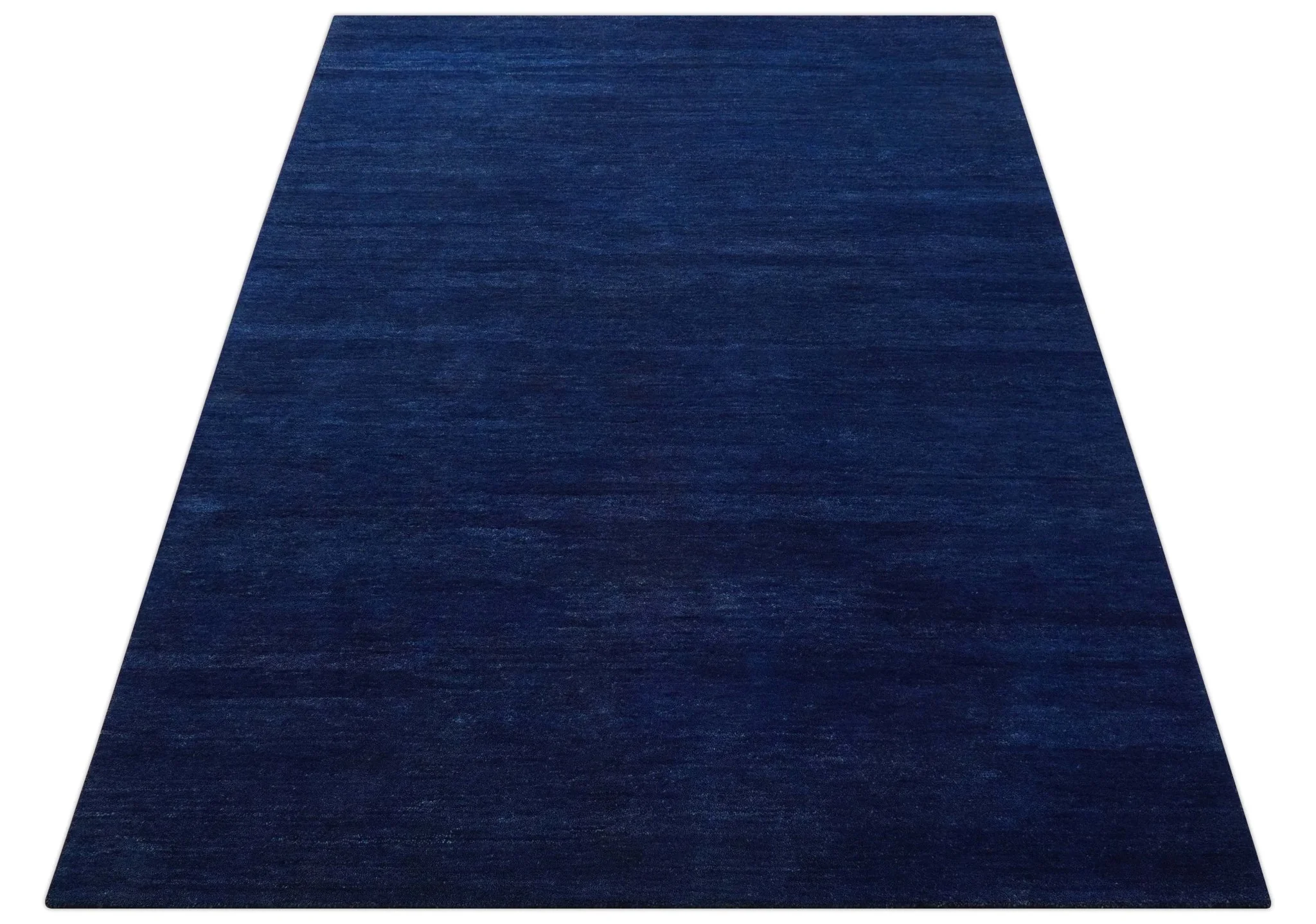 Custom Made Solid Modern Blue Hand Tufted thick Wool Area Rug - Image 10
